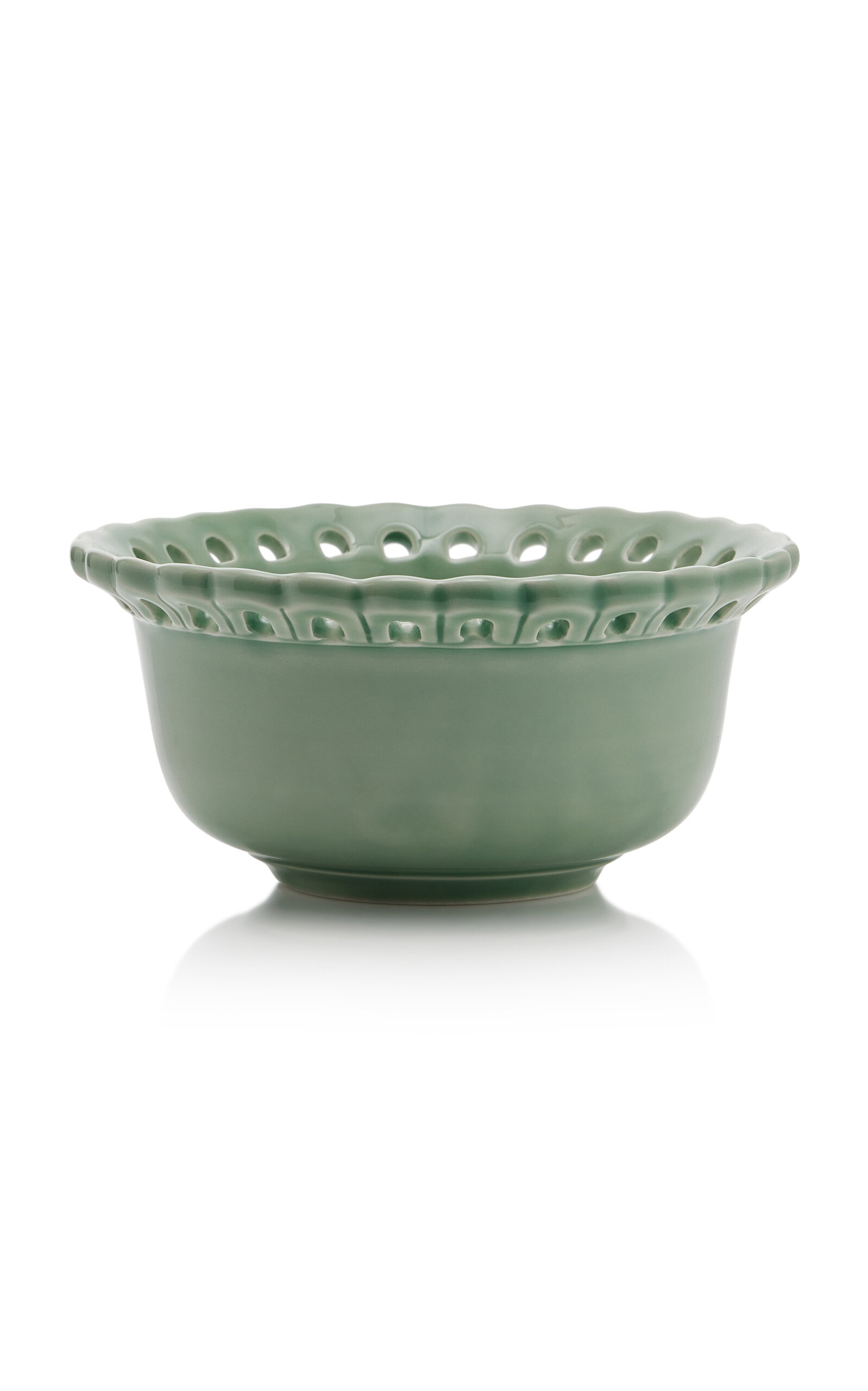 Moda Domus Balconata Creamware Consommé Bowl In Green