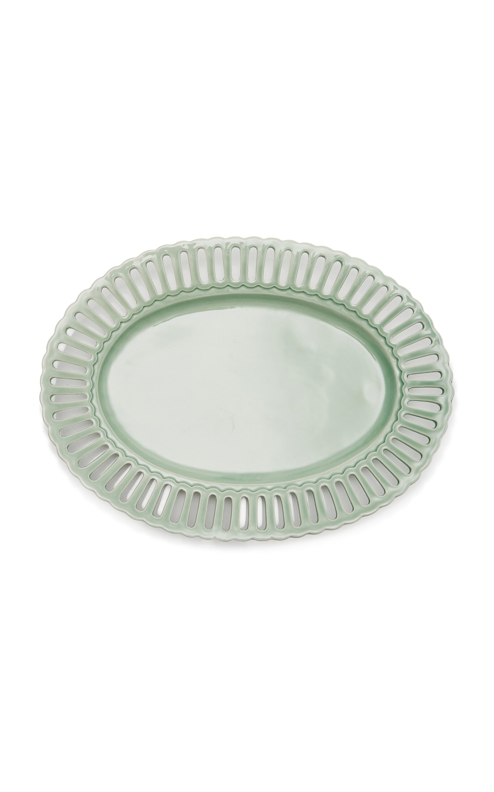 Moda Domus Balconata Creamware Serving Tray In Green