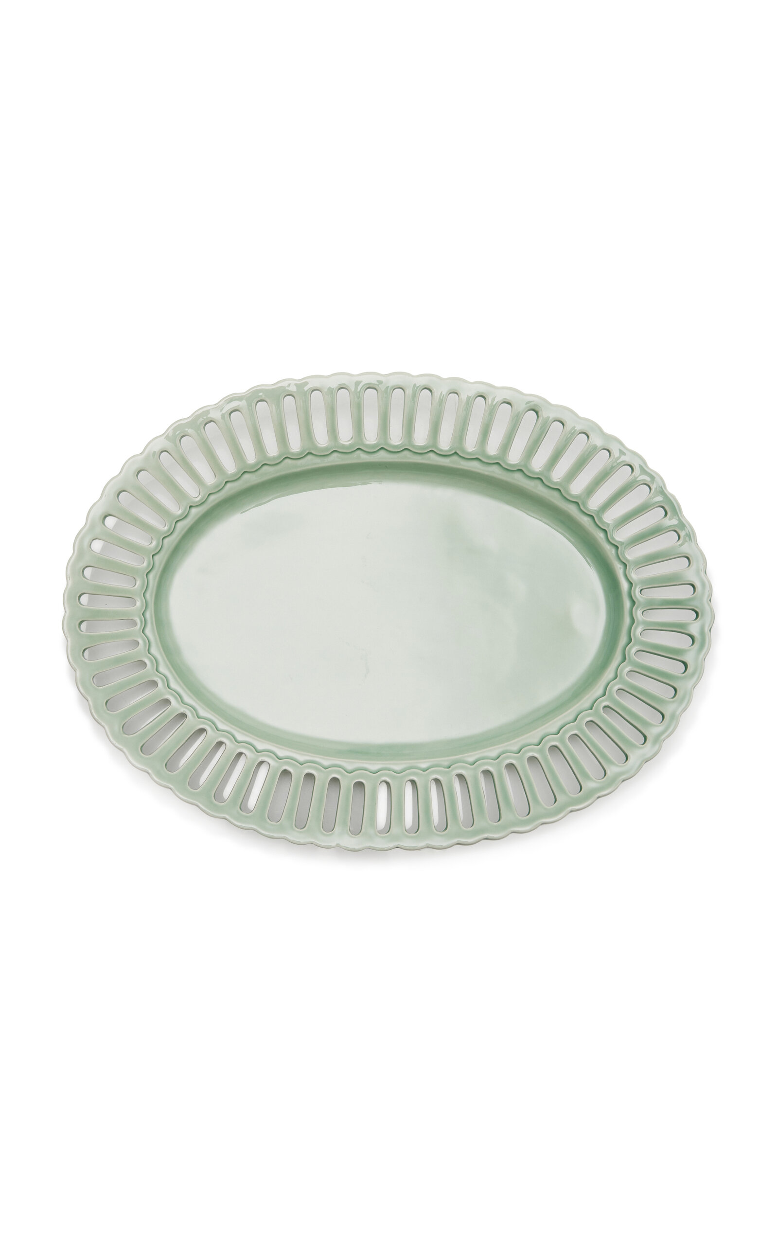 MODA DOMUS Balconata Creamware Serving Tray In Green