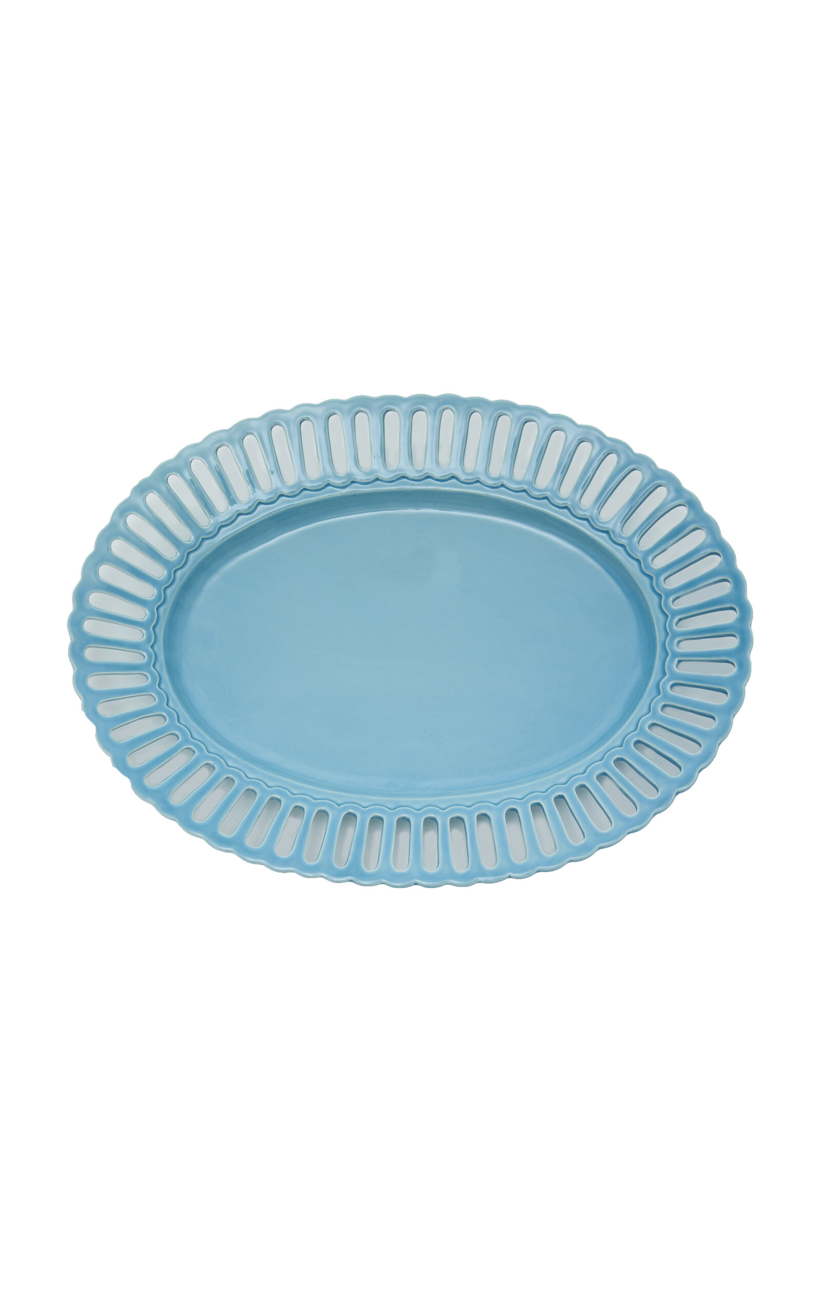 Moda Domus Balconata Creamware Serving Tray In Blue
