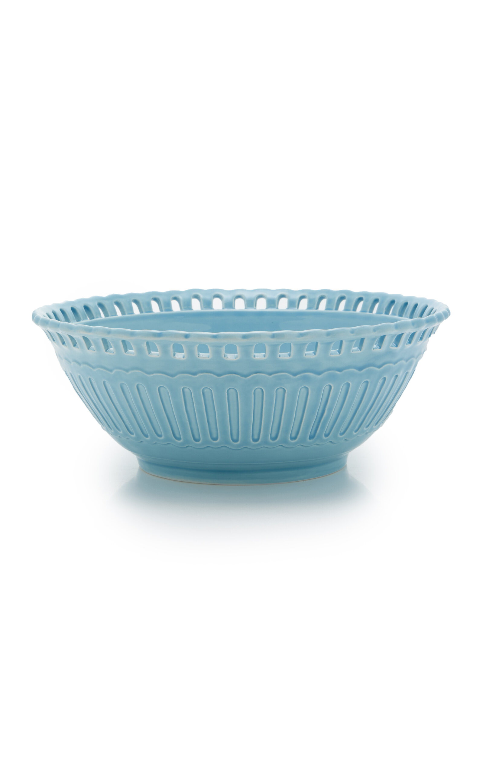 Moda Domus Large Balconata Creamware Salad Bowl In Blue