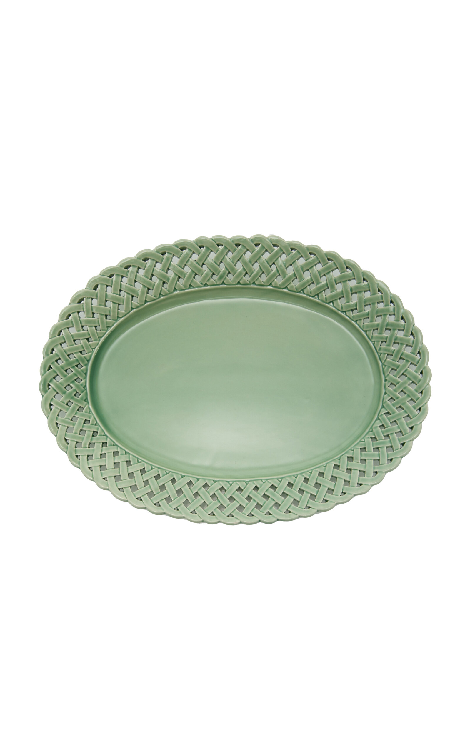 Moda Domus Hopenwork Creamware Serving Tray In Green