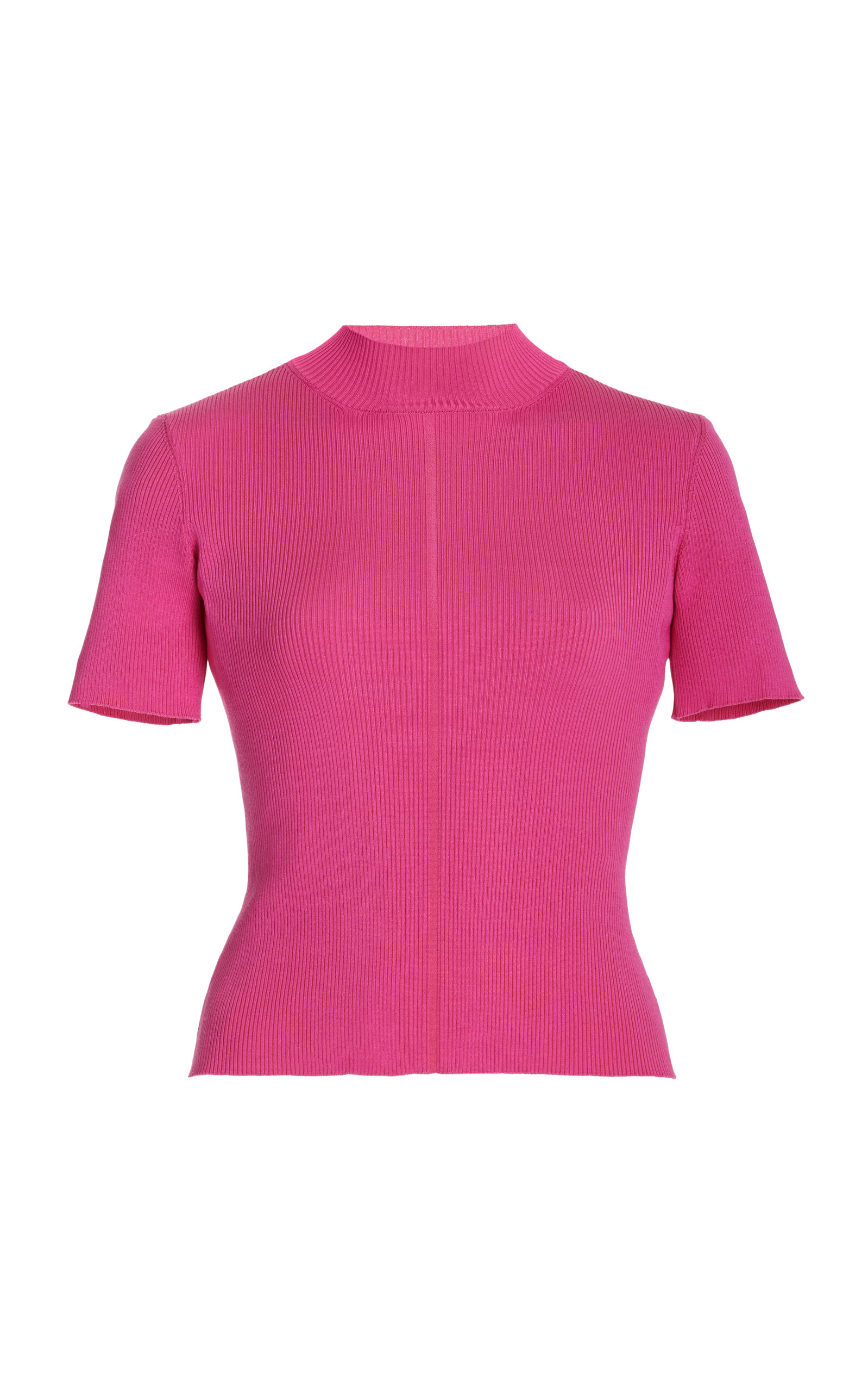 Oscar De La Renta Ribbed-knit Top In Pink
