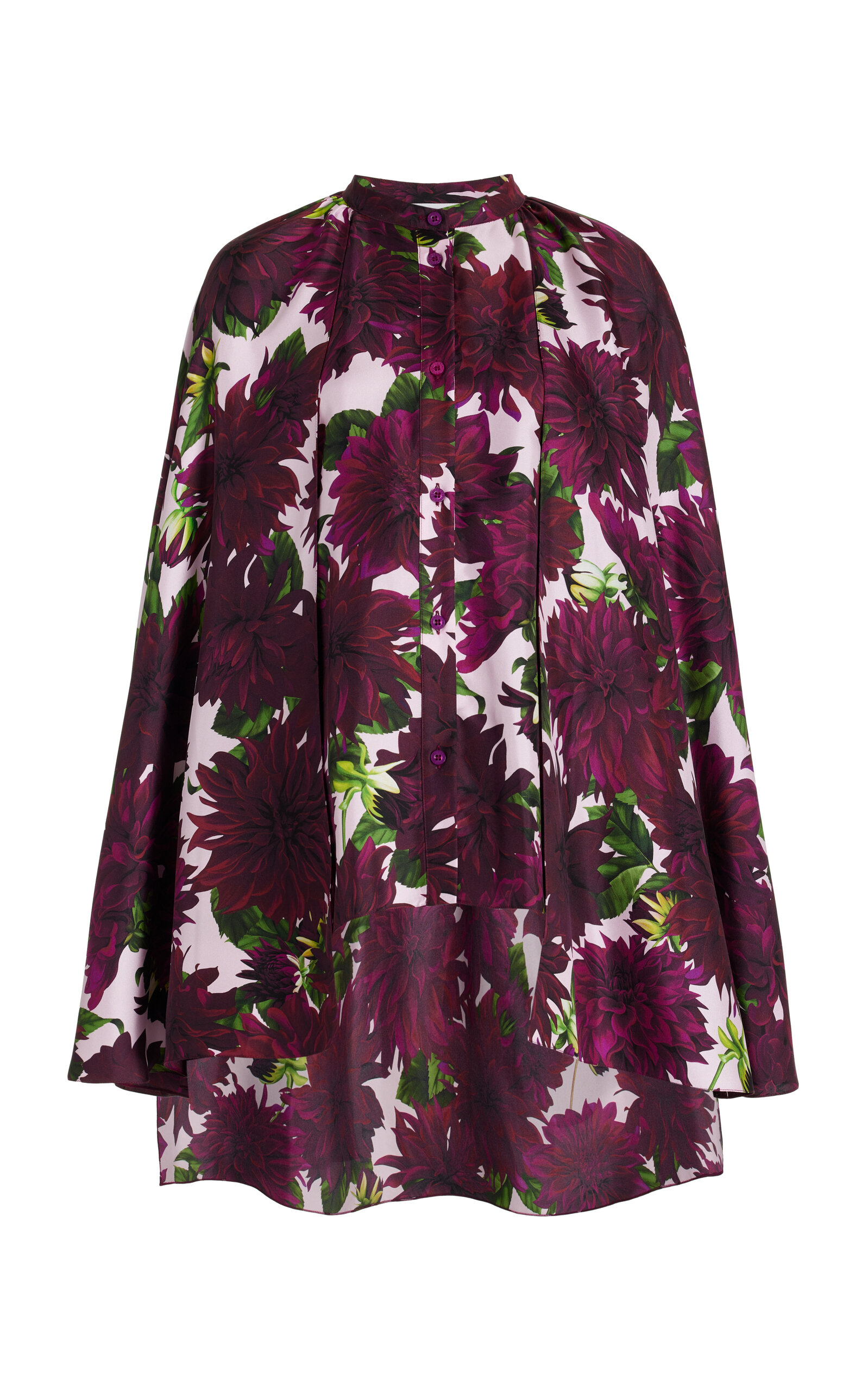 Oscar De La Renta Dahlia Silk-twill Blouse In Multi