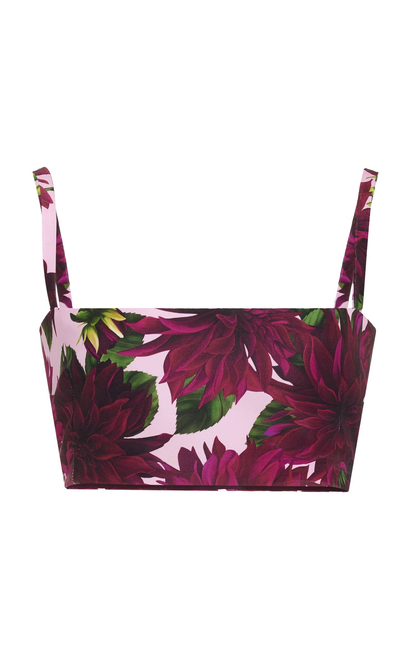 OSCAR DE LA RENTA DAHLIA FAILLE CROPPED TOP