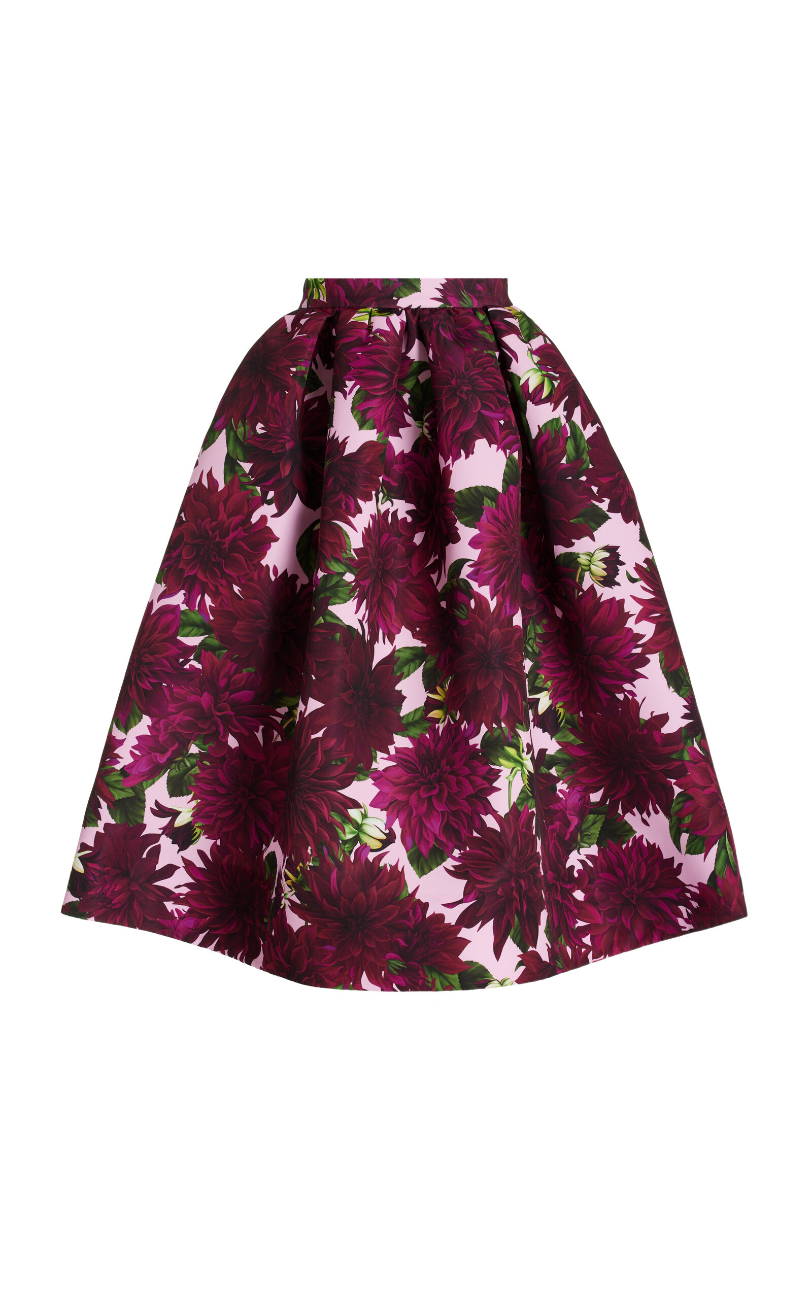 Shop Oscar De La Renta Dahlia Faille Midi Skirt In Multi