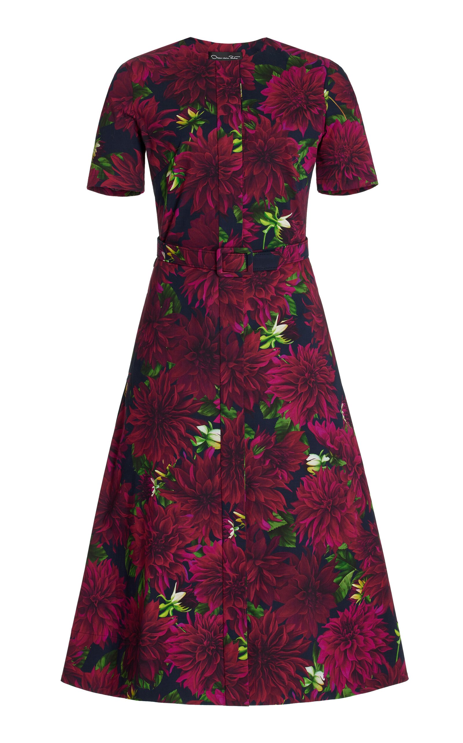 Oscar de la Renta Dahlia Buttoned Cotton-Poplin Dress - Multi