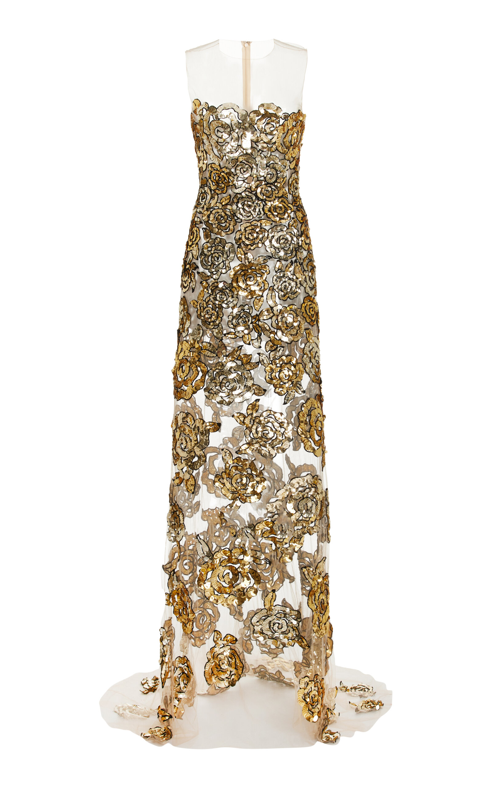 oscar de la renta embroidered dress Oscar de La Renta Mother-of-pearl Embroidered Shift Dress main image 1