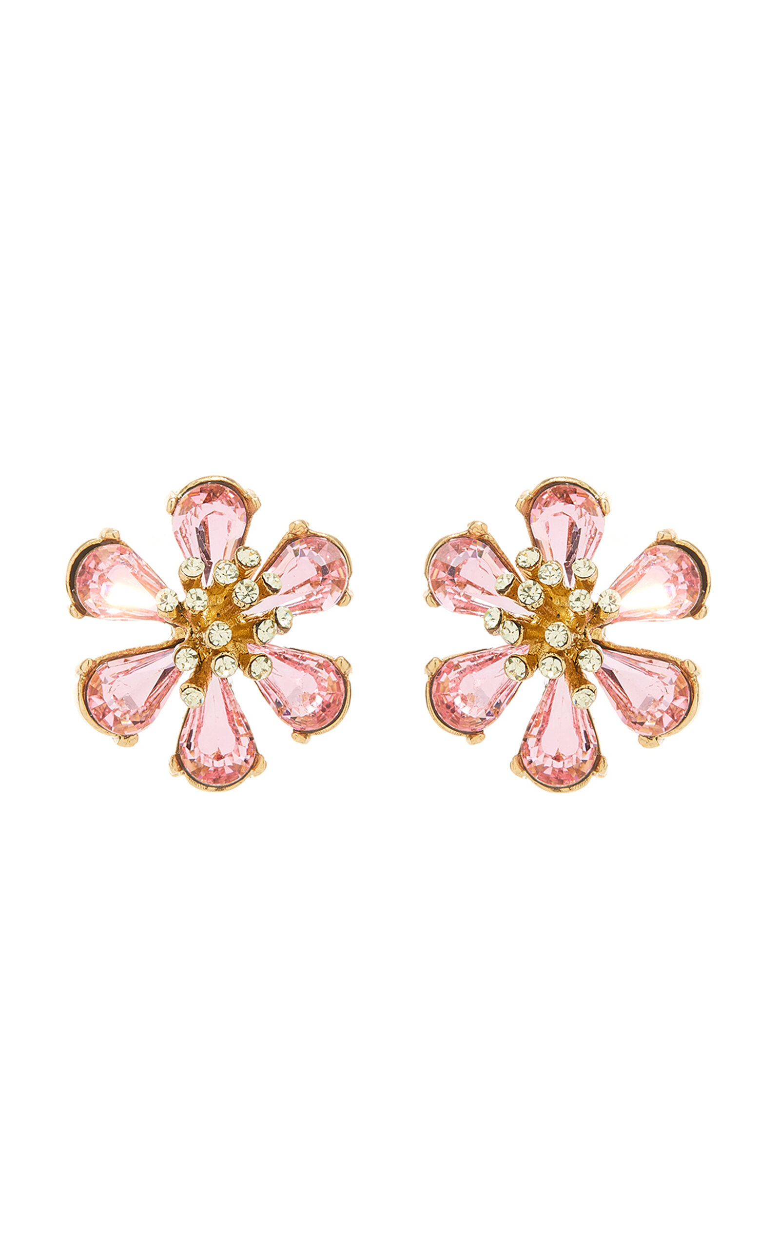 Oscar De La Renta Women's Crystal Flower Button Earrings In Pink