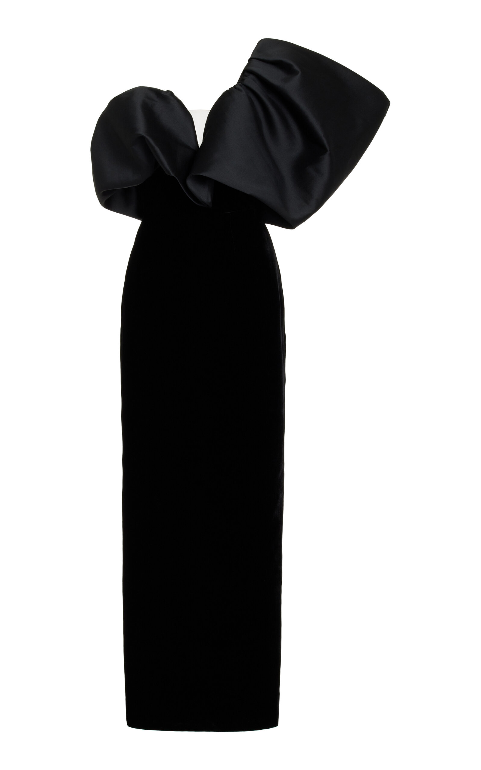 Monique Lhuillier One-shoulder Velvet Maxi Dress In Black