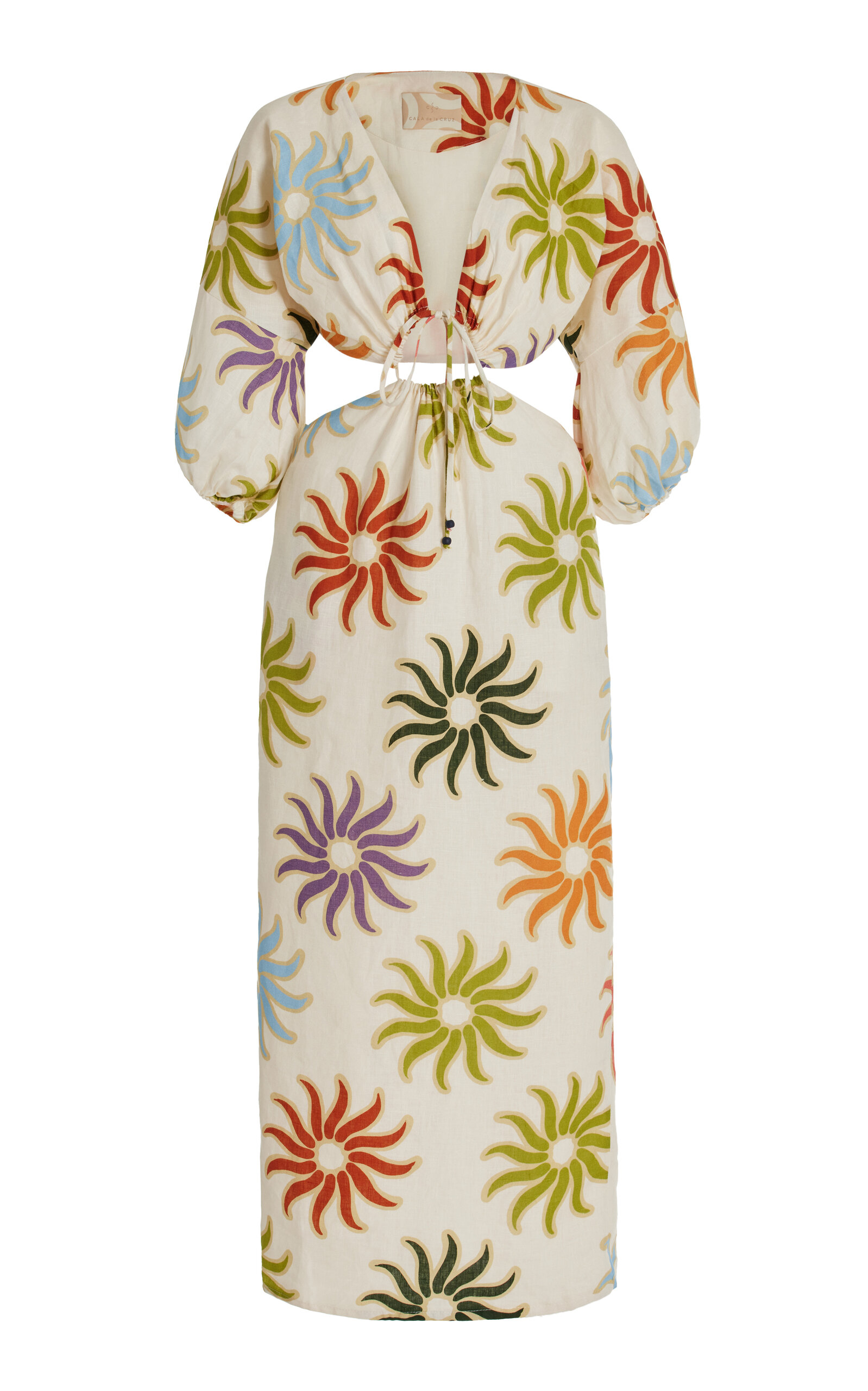 Elena Cutout Linen Midi Dress