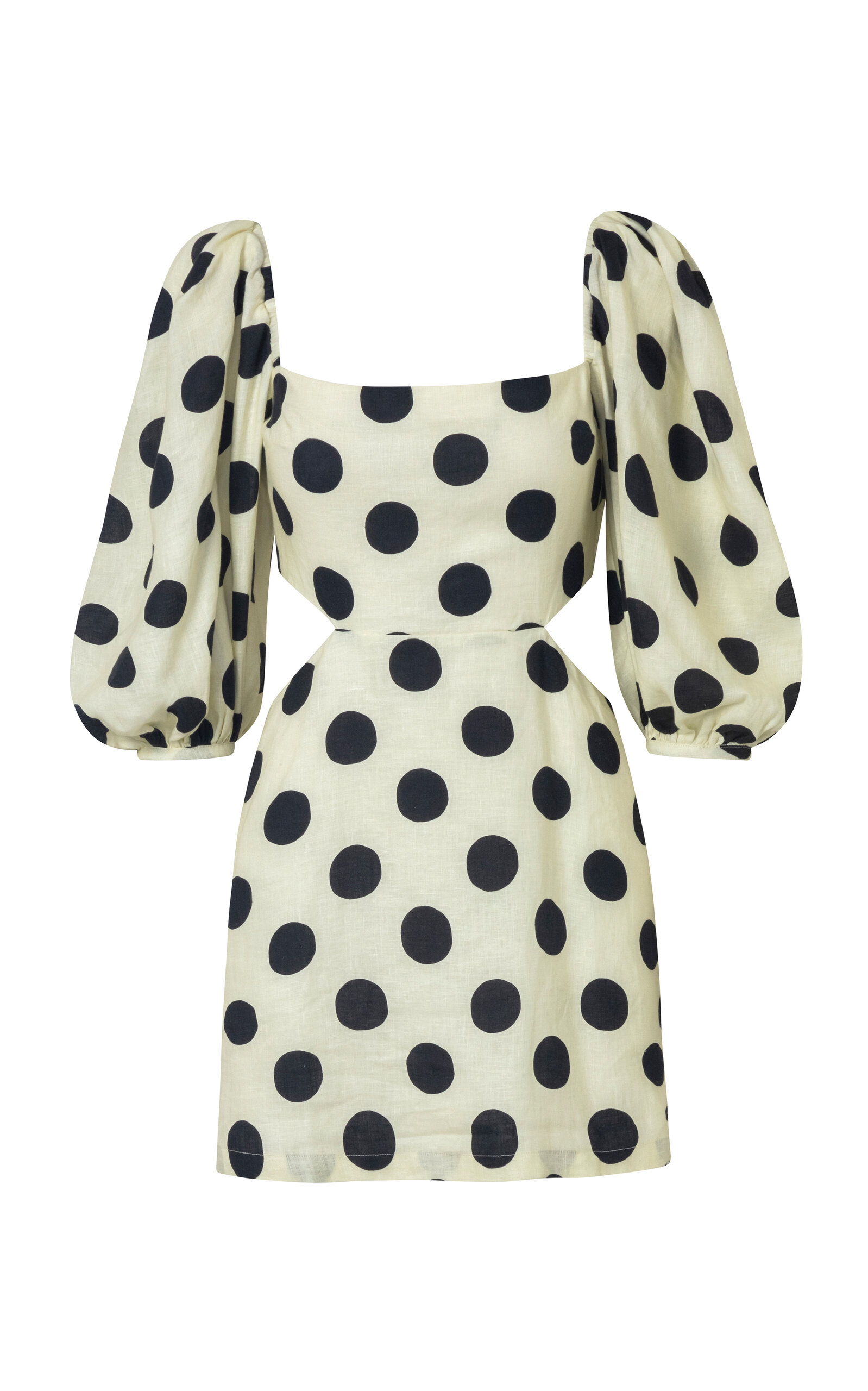 Cala De La Cruz Women's Guapi Pola-dot Linen Mini Dress In Black,white
