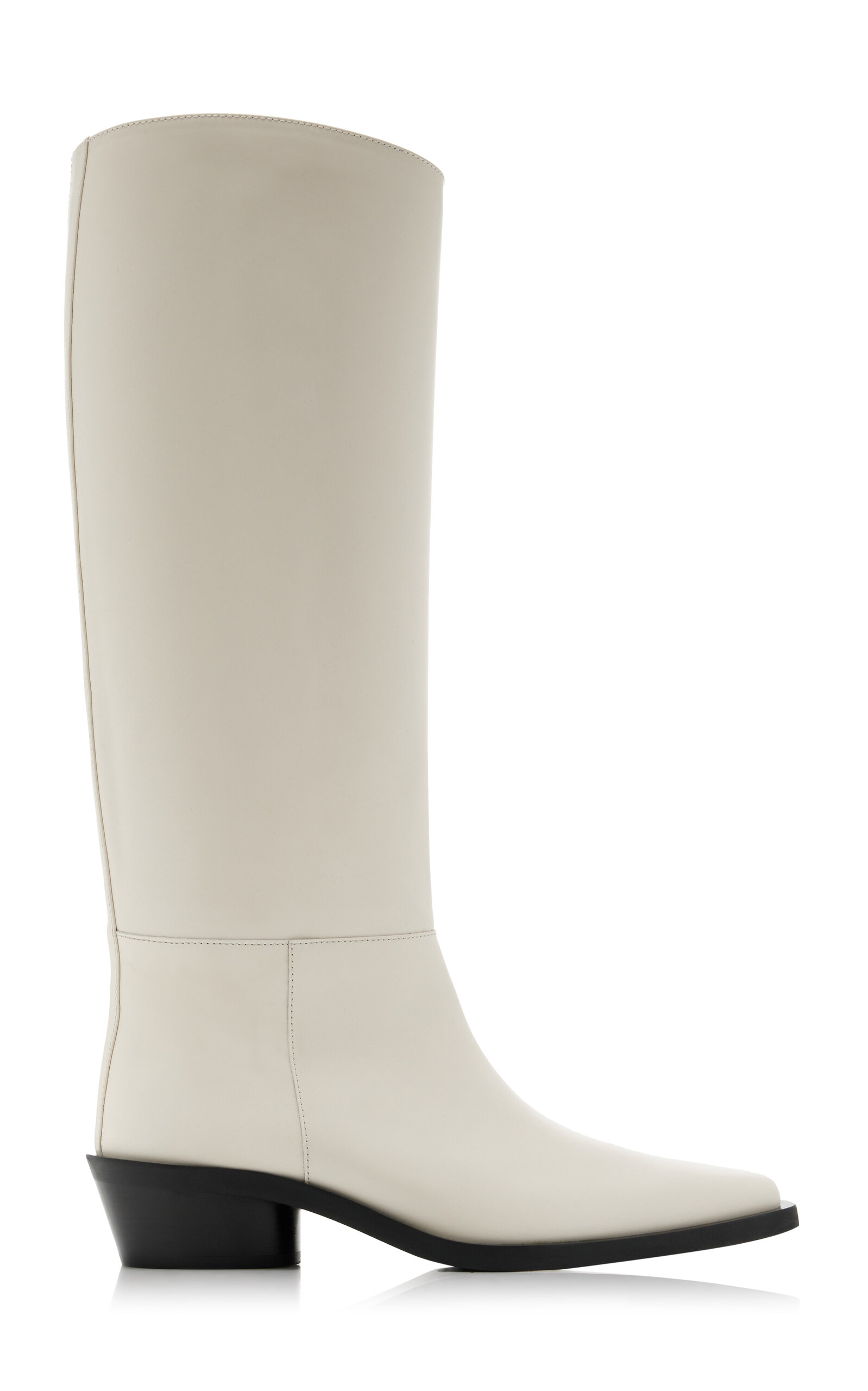 Proenza Schouler Bronco Leather Knee Boots In Ivory