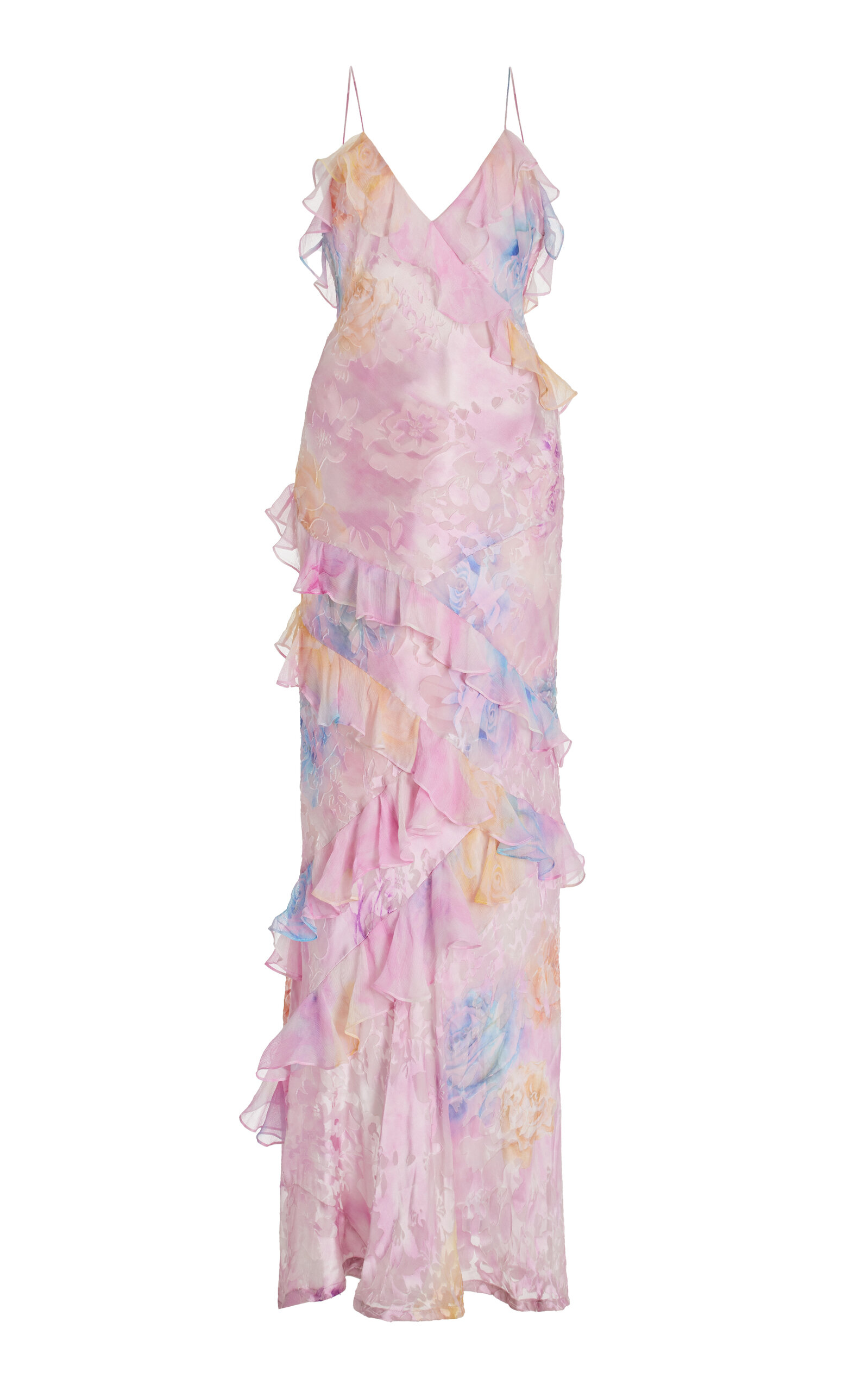 Loveshackfancy Rialto Ruffled Silk-blend Gown In Pink