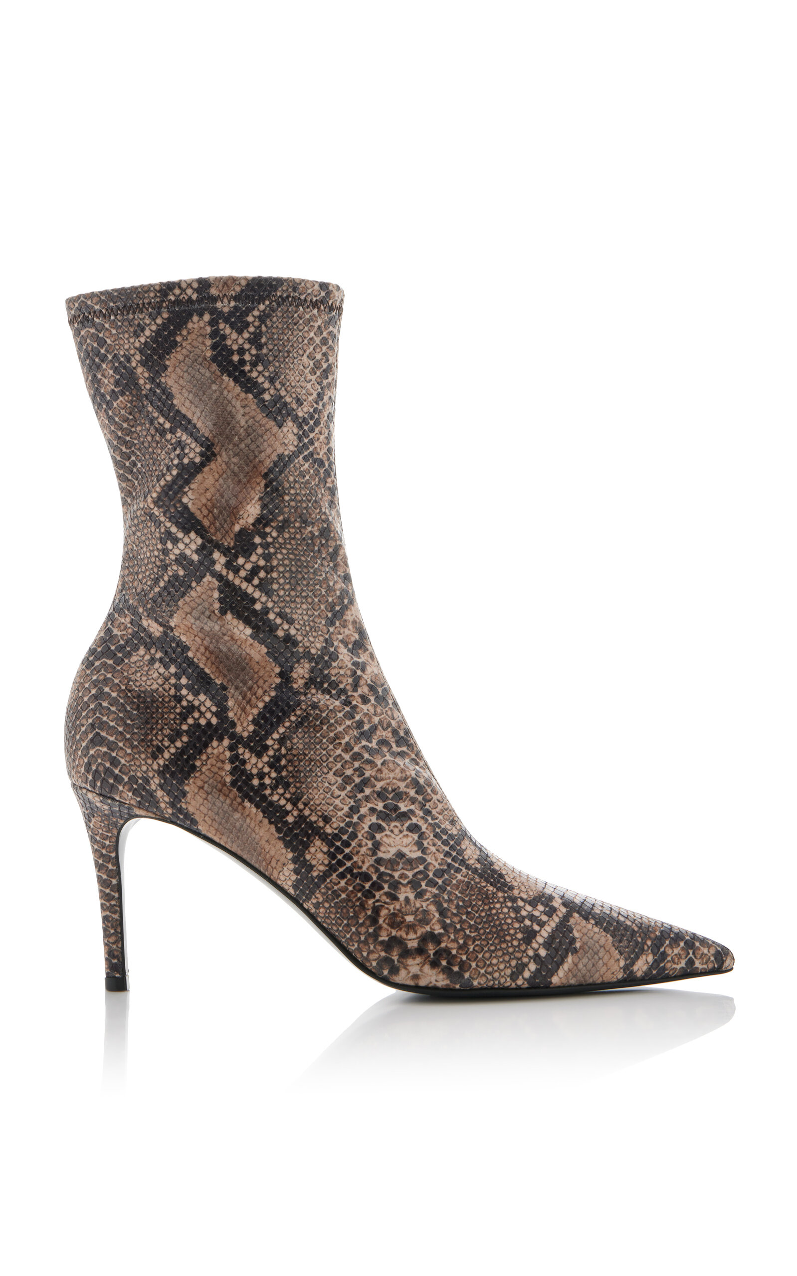 Stella Mccartney Stella Iconic Python Print Heeled Ankle Boots In Coffee