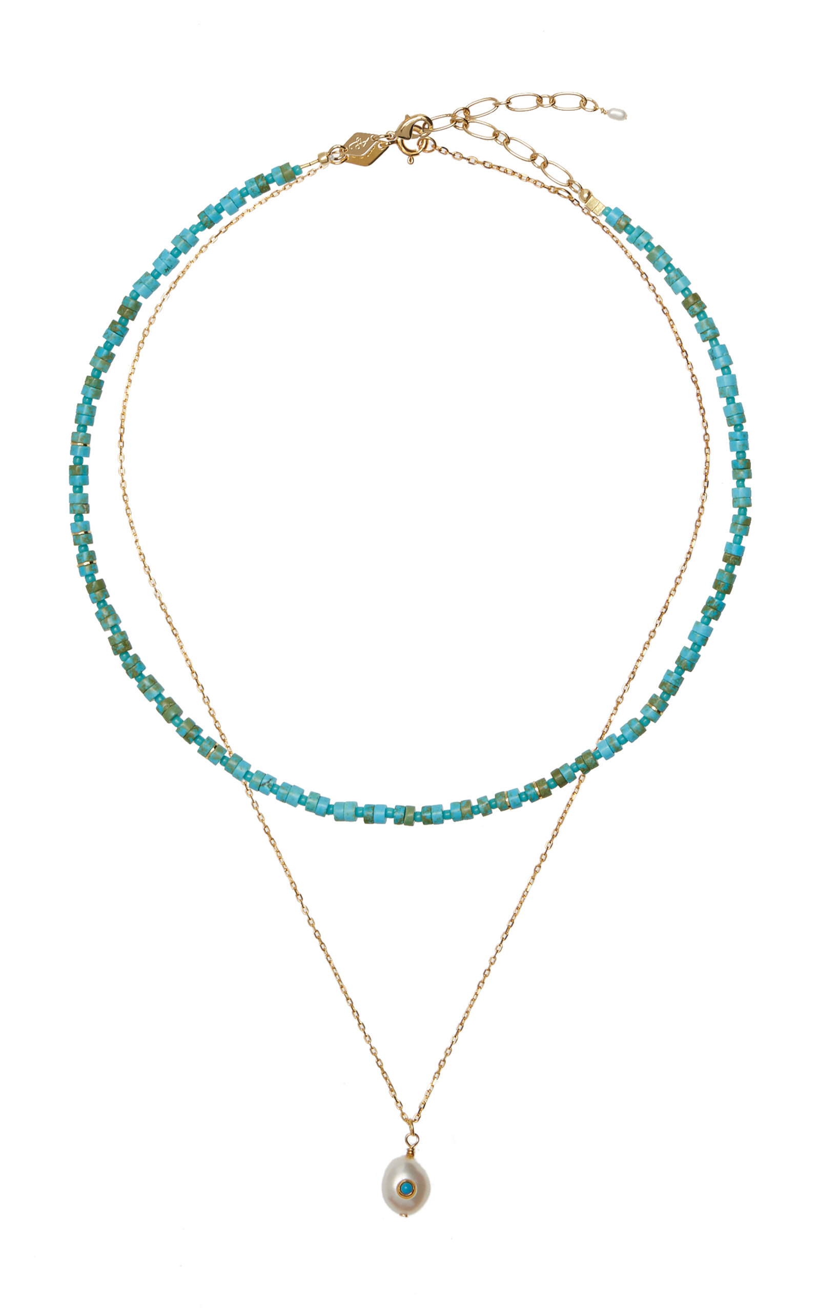 Anni Lu Pearl And Lagoon Necklace Set In Blue