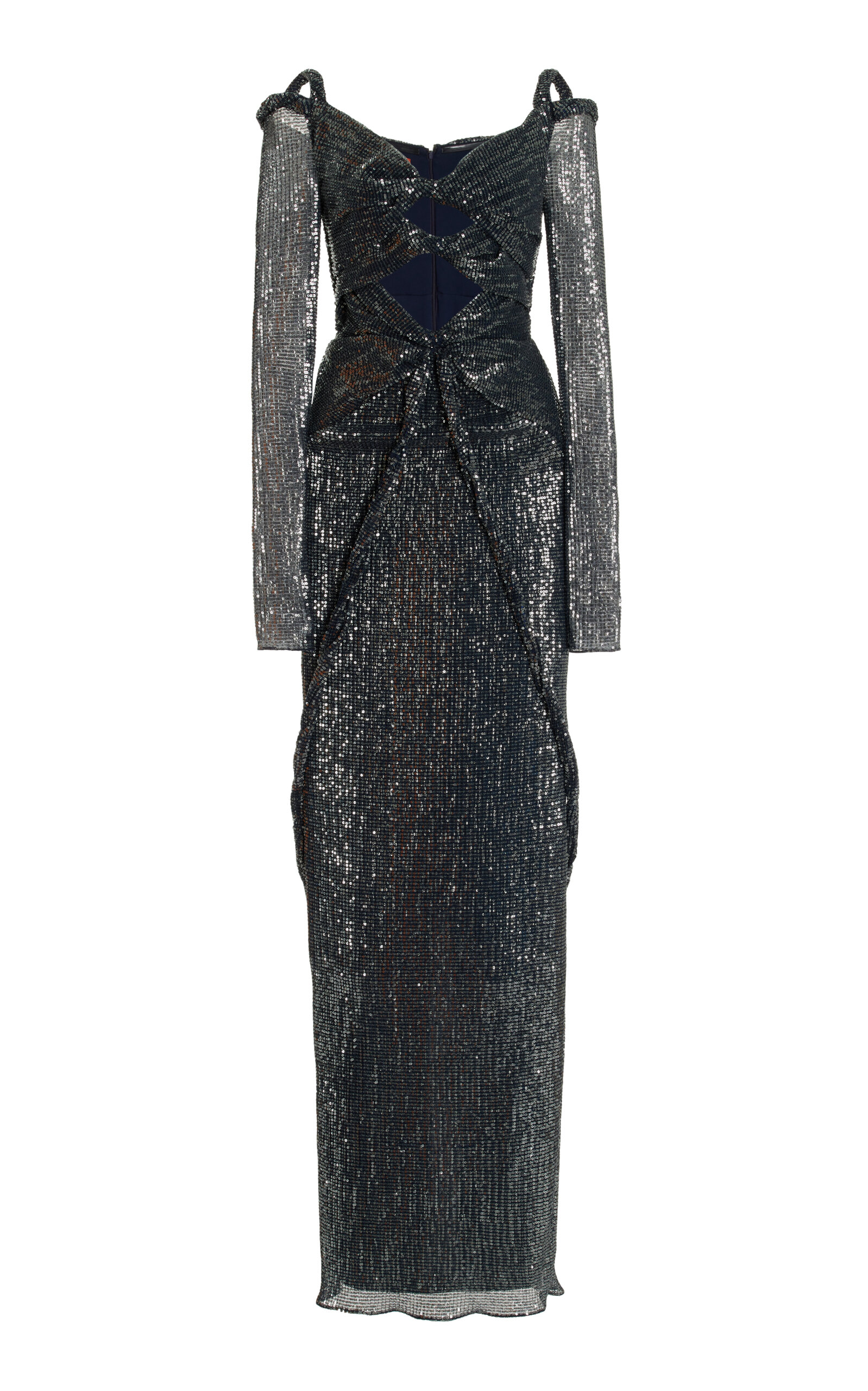 Altuzarra Flakonera Cutout Sequined Knit Maxi Dress In Silver