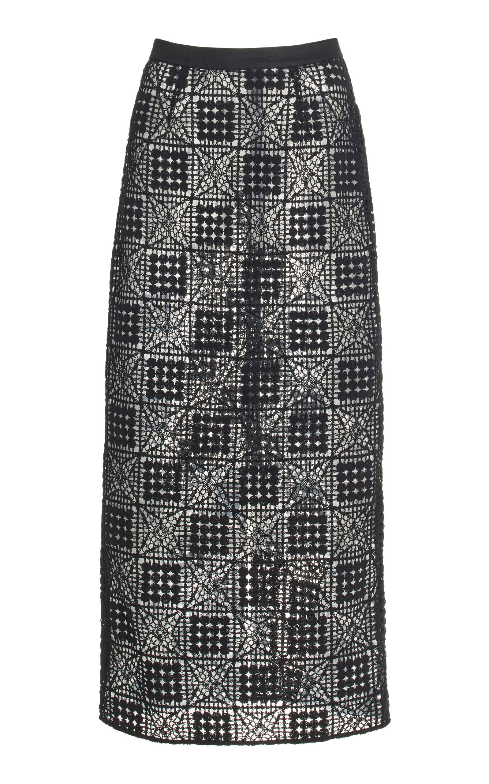 Sir Rayure Crochet Cotton Maxi Skirt In Black