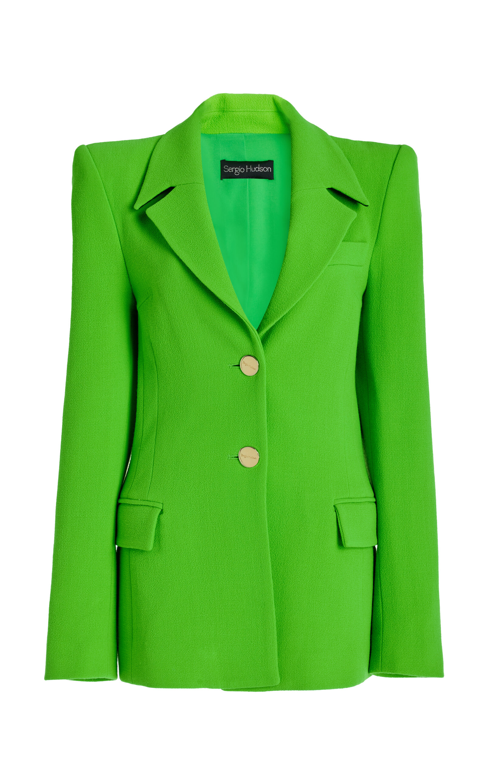 Sergio Hudson Belted Single-breasted Blazer Jacket In Green