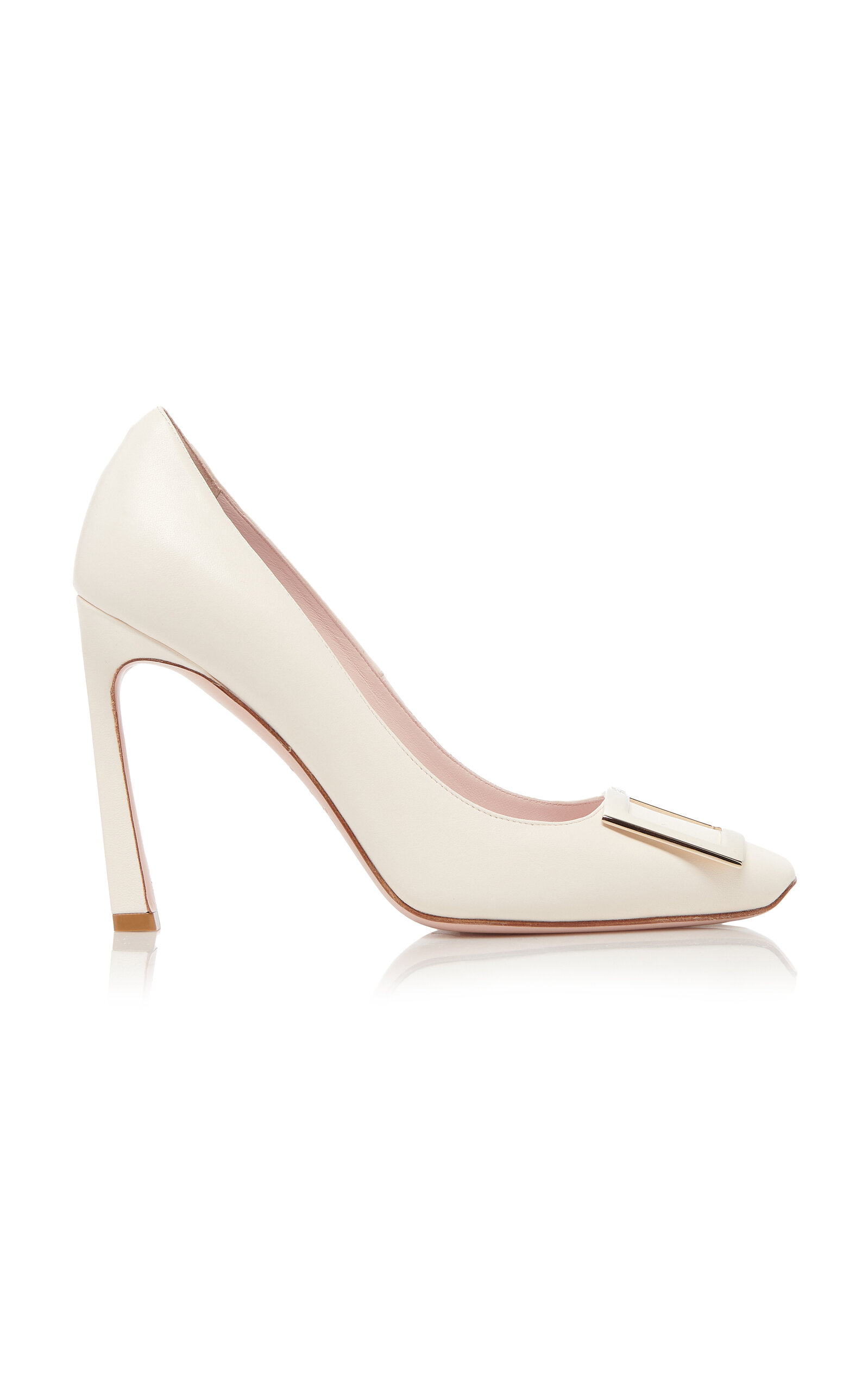 Roger Vivier Belle Vivier Trompette皮革高跟鞋 In White