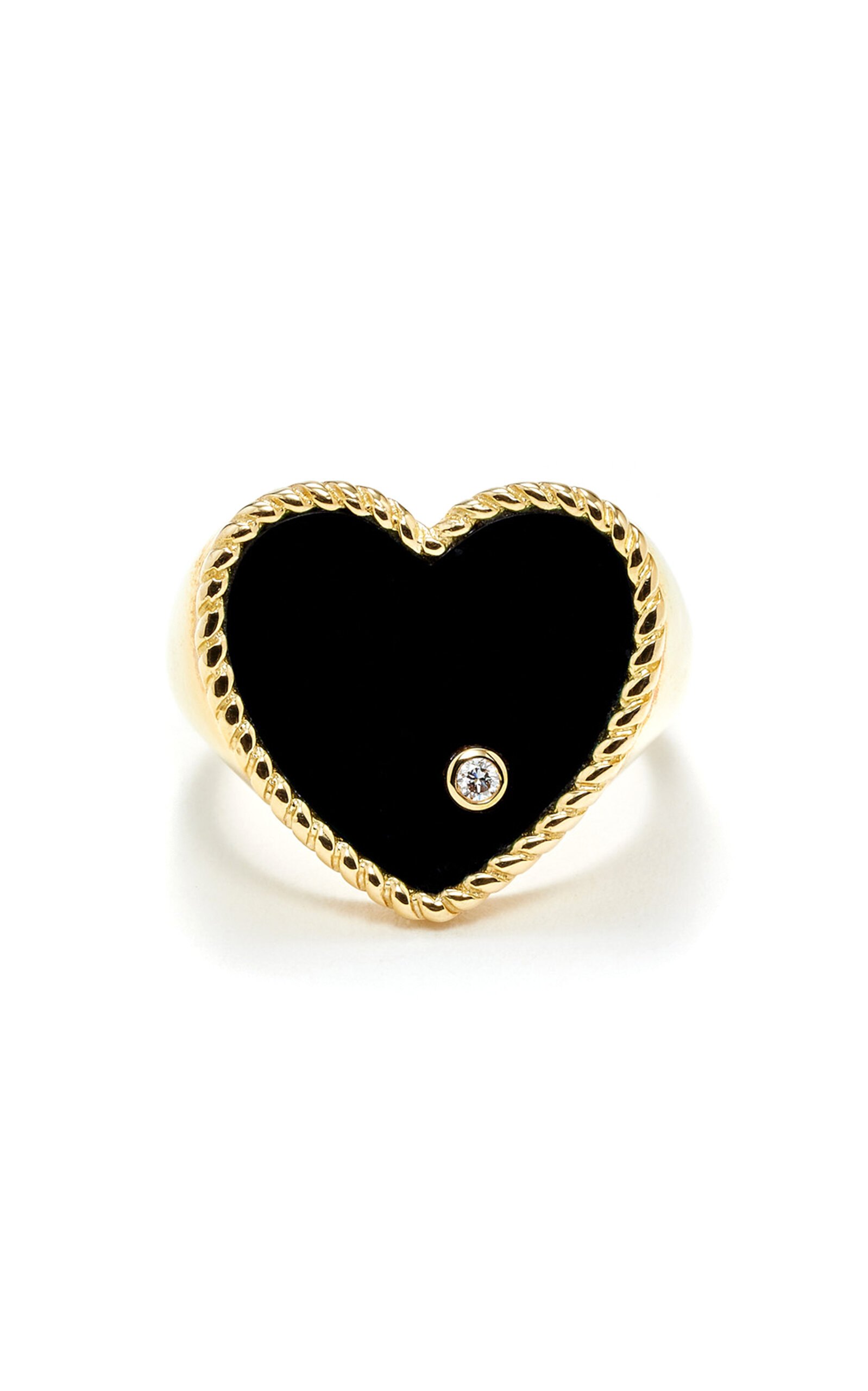 Yvonne Leon Women's 9K Yellow Gold Onyx Heart Signet Ring