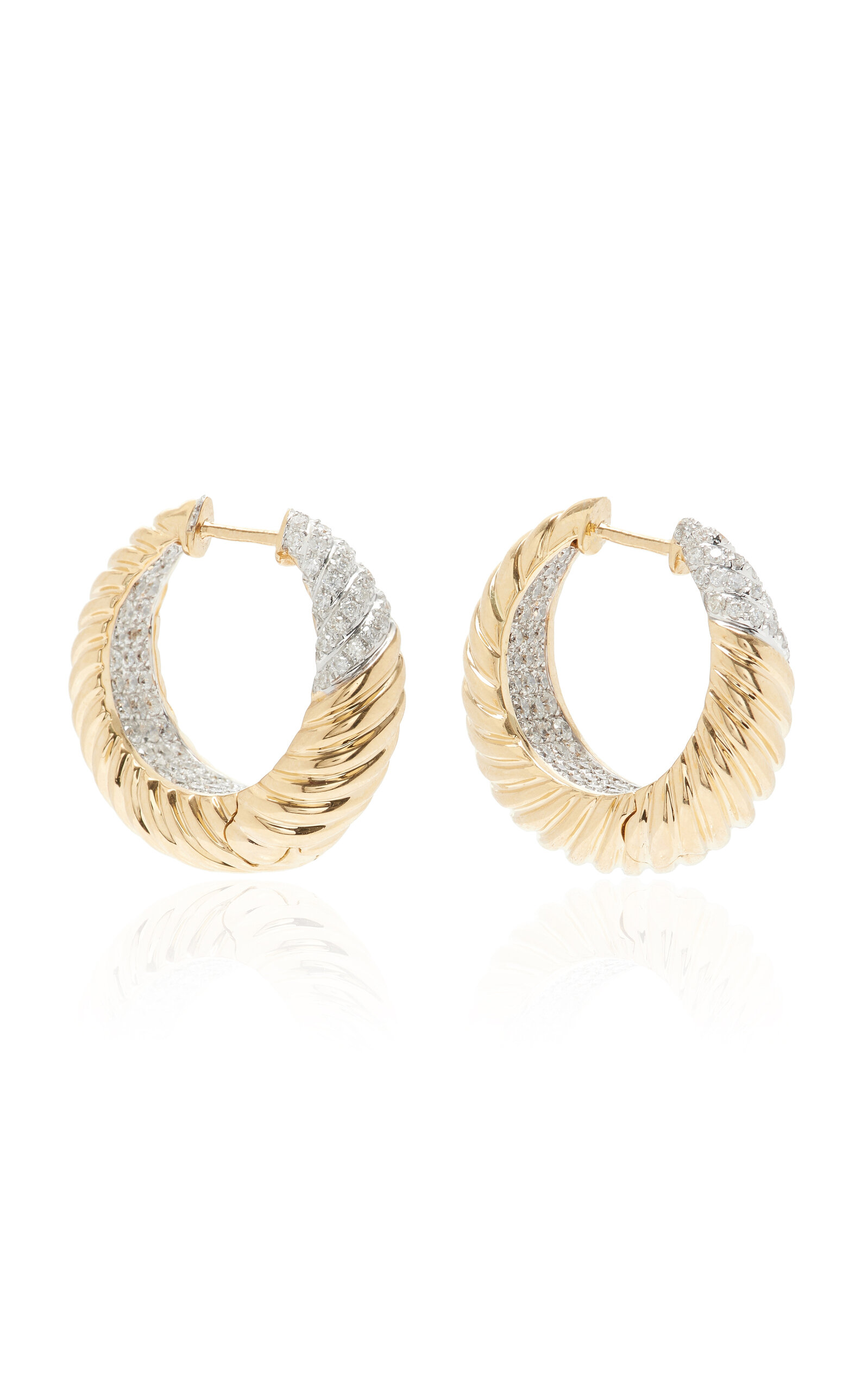 Yvonne Léon Godron 18k Yellow Gold Diamond Hoop Earrings