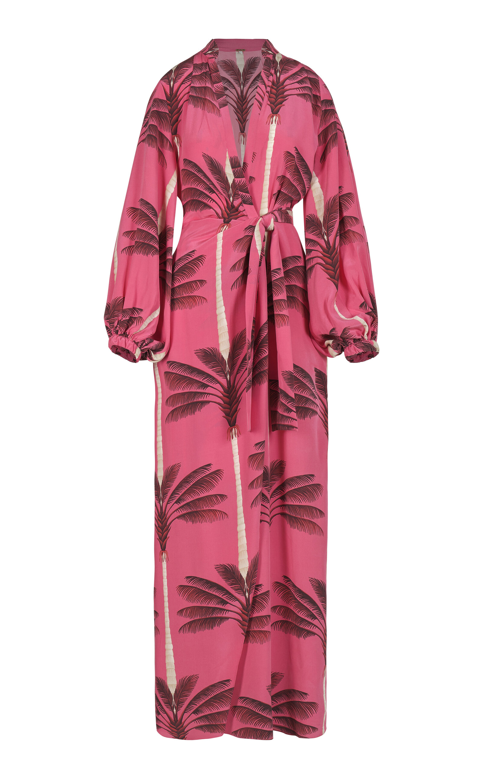 JOHANNA ORTIZ UNTAMED TROPICS SILK MAXI WRAP DRESS