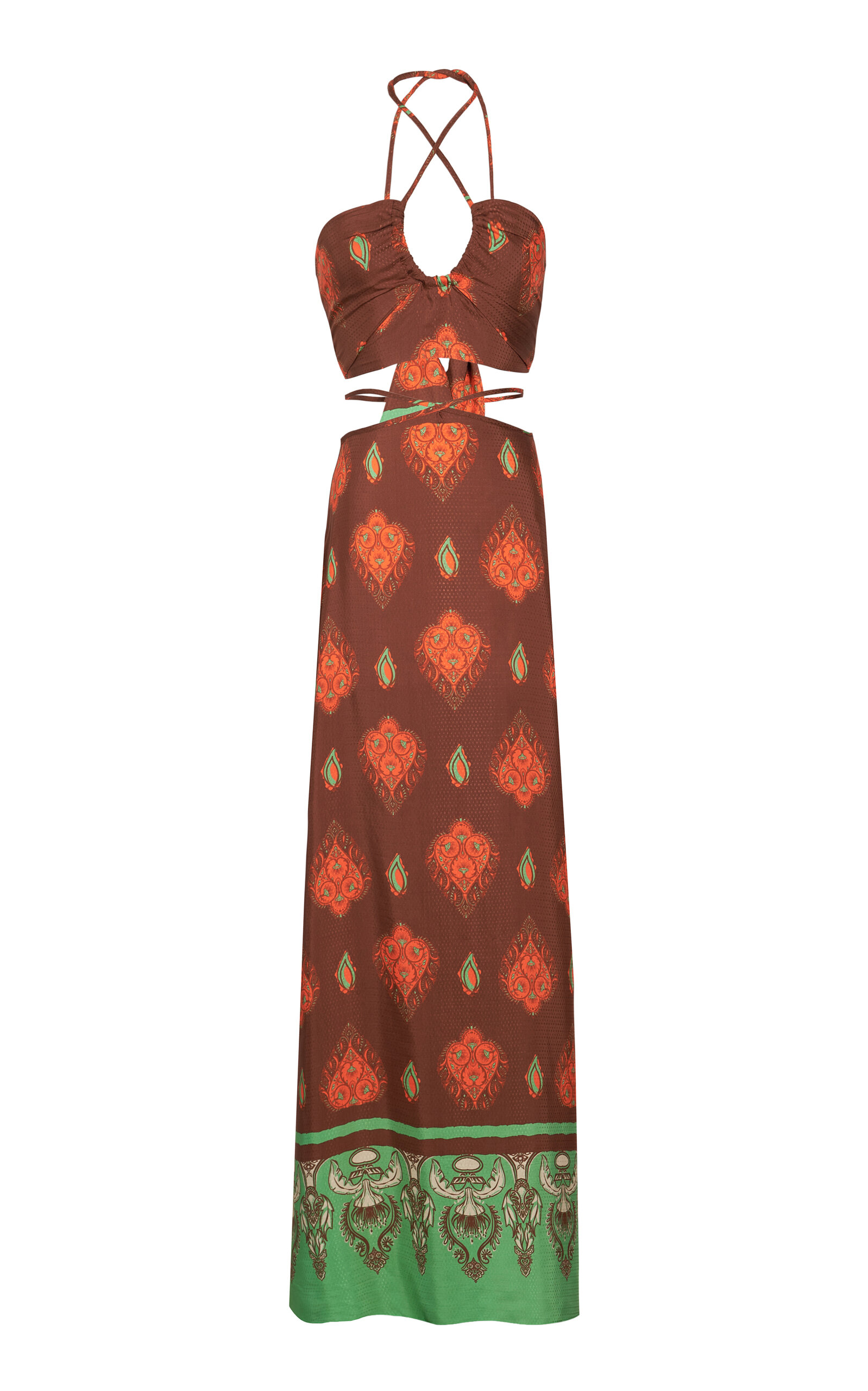 Johanna Ortiz Guardian Of Wisdom Printed Jacquard Maxi Skirt And Top Set In Multi