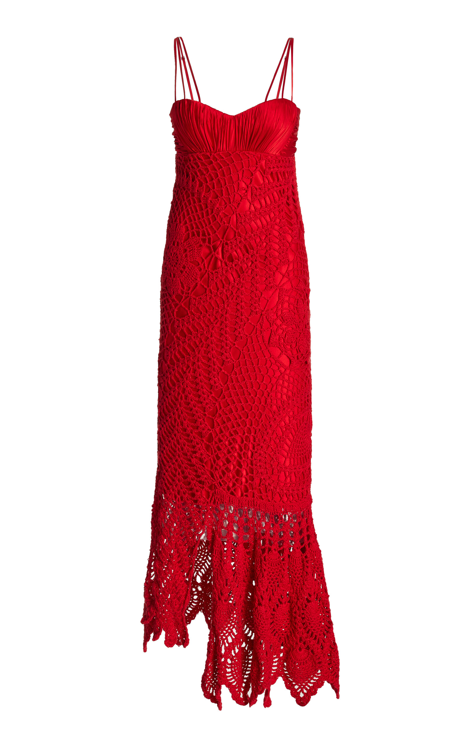 Alejandra Alonso Rojas Crochet Bustier Maxi Dress In Red
