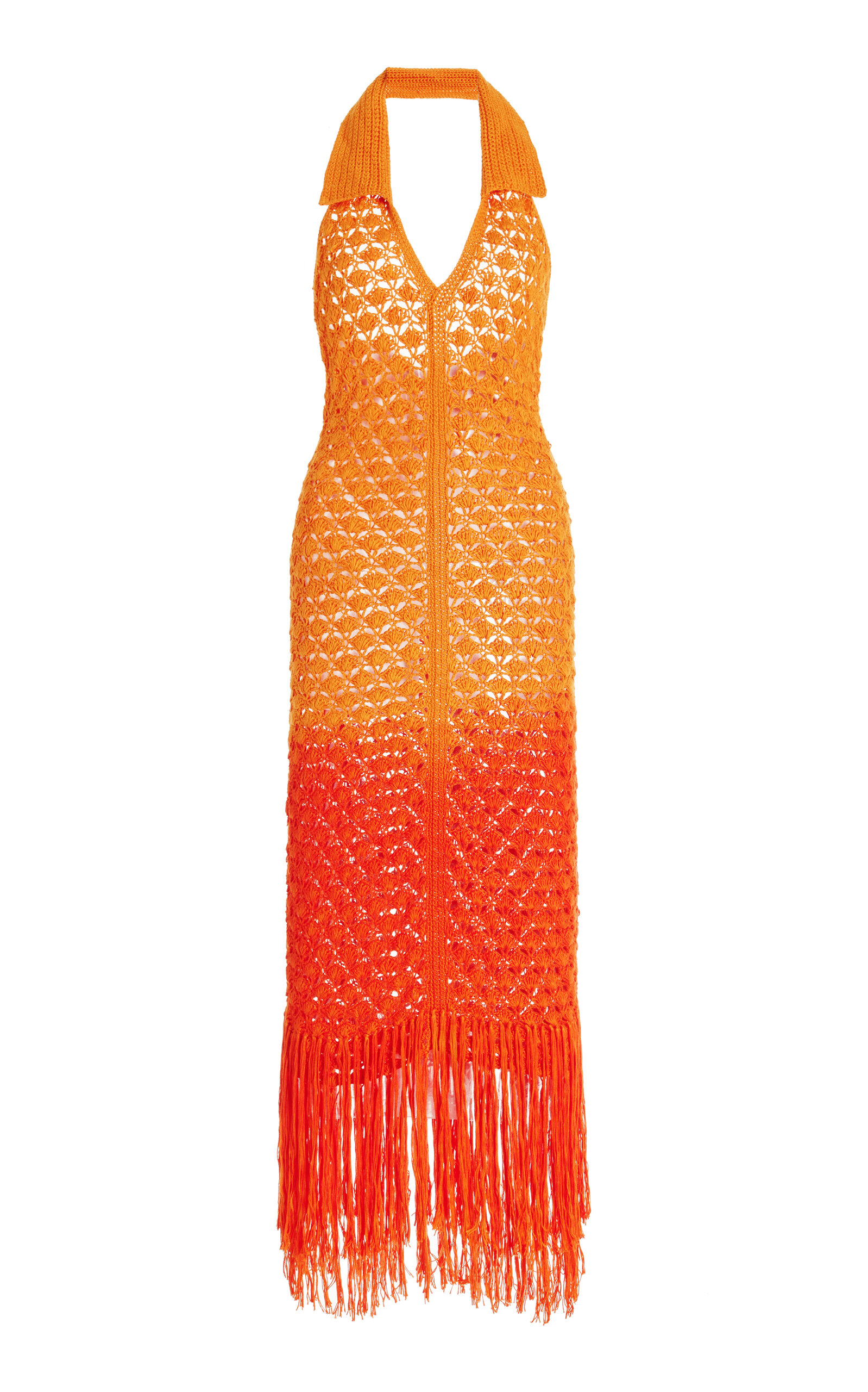 Alejandra Alonso Rojas Exclusive Summer Club Crocheted Silk Midi Dress In Orange
