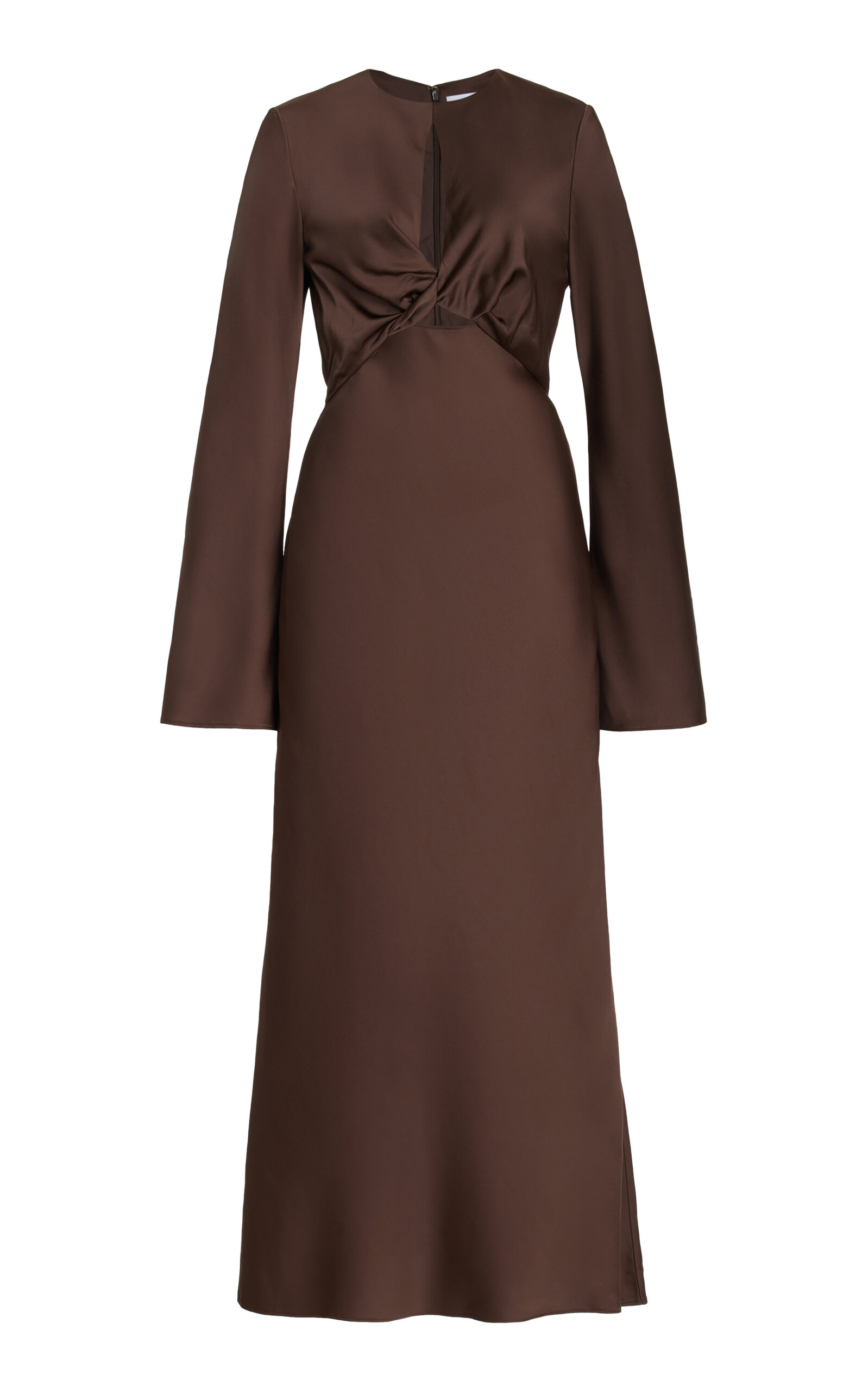 Significant Other Molly Twisted Satin Dress In Brown