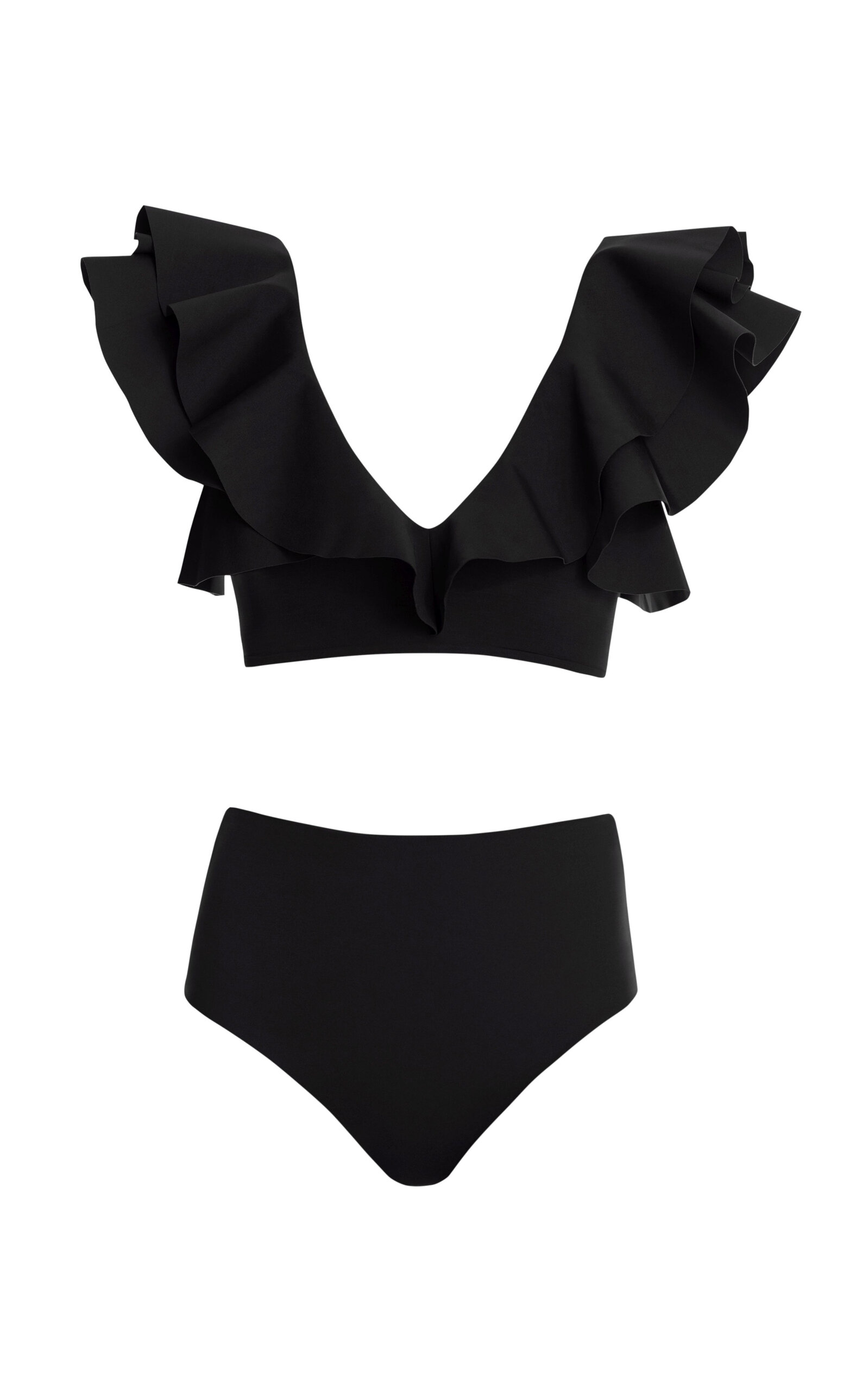 Maygel Coronel Mila Ruffle Two-piece Bikini Set In Black