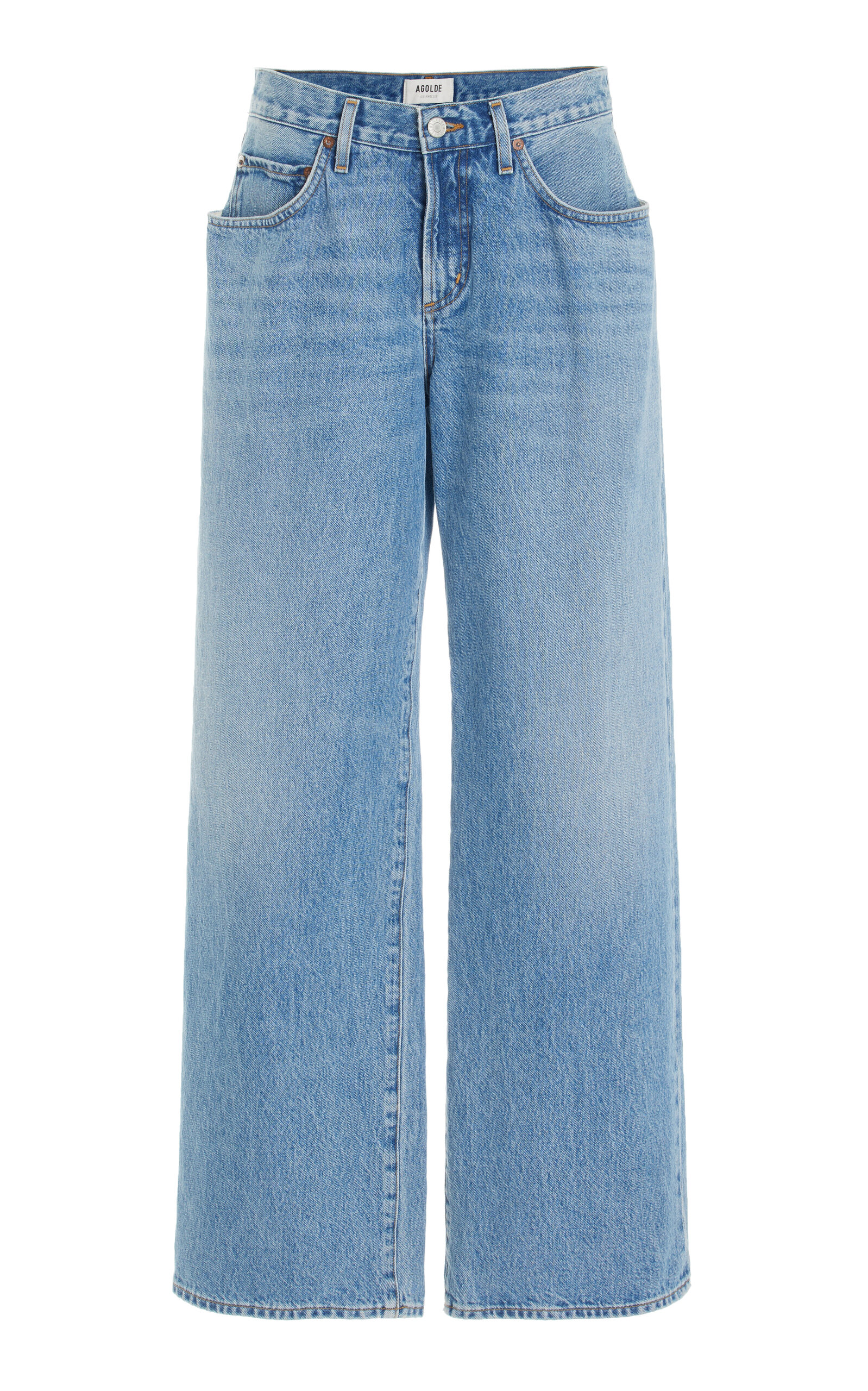 Agolde Fusion Rigid Low-Rise Wide-Leg Jeans - Medium Wash