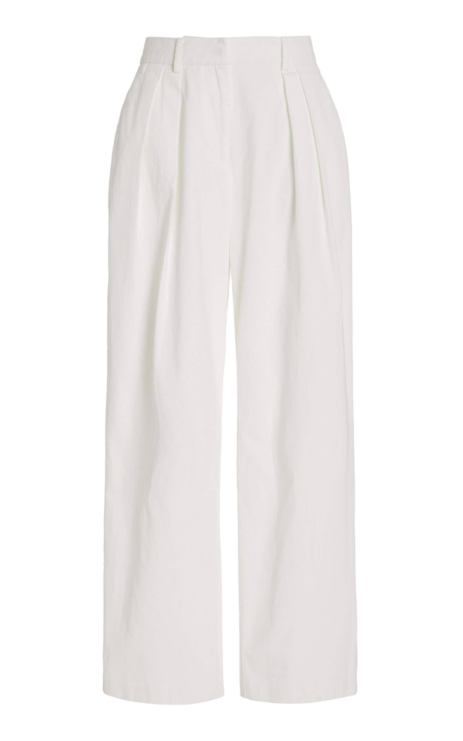 STAUD Women's Luisa Pleated Cotton-Blend Wide-Leg Pants