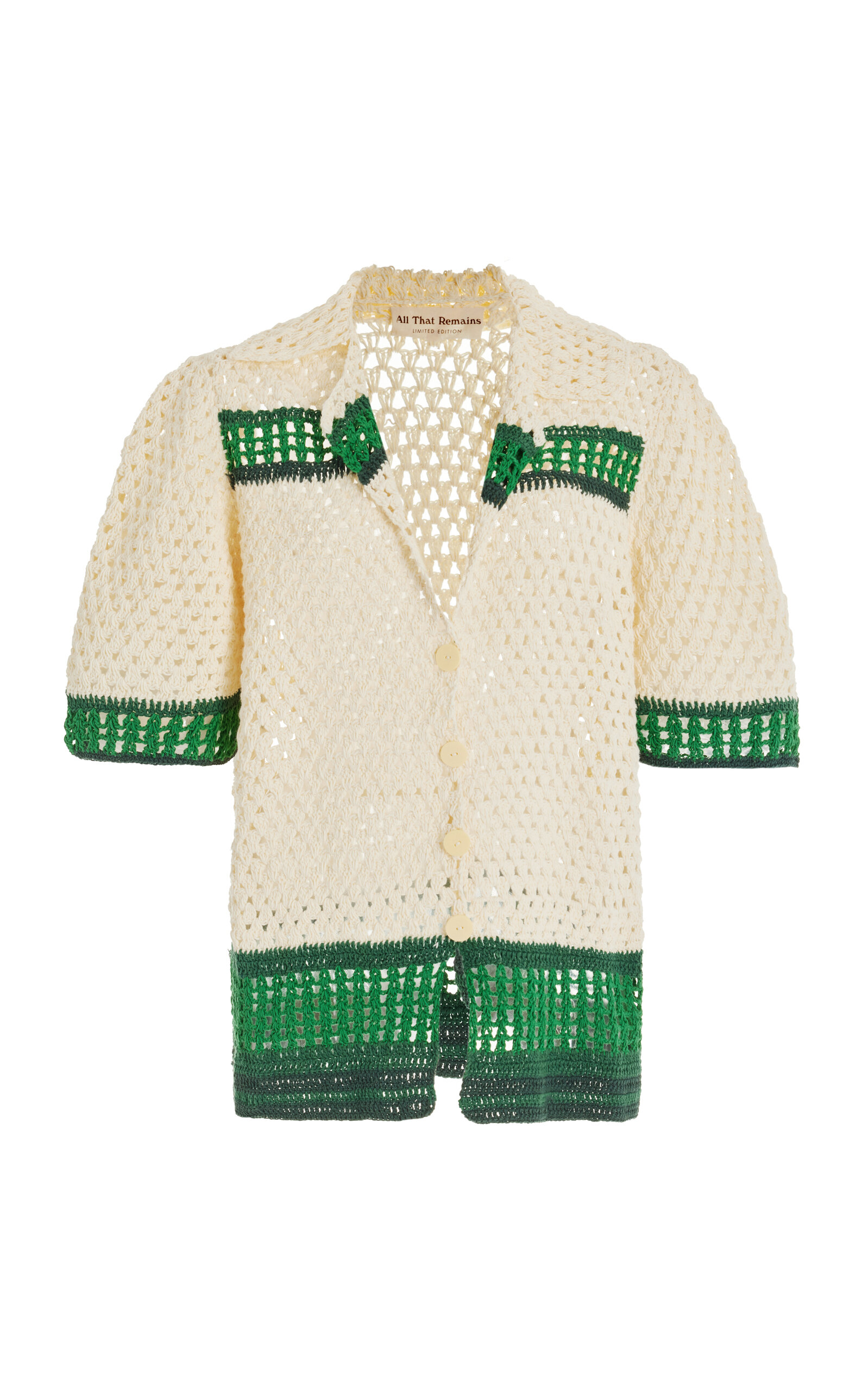 All That Remains Exclusive Zippy Oversized Crocheted Cotton Shirt In Green