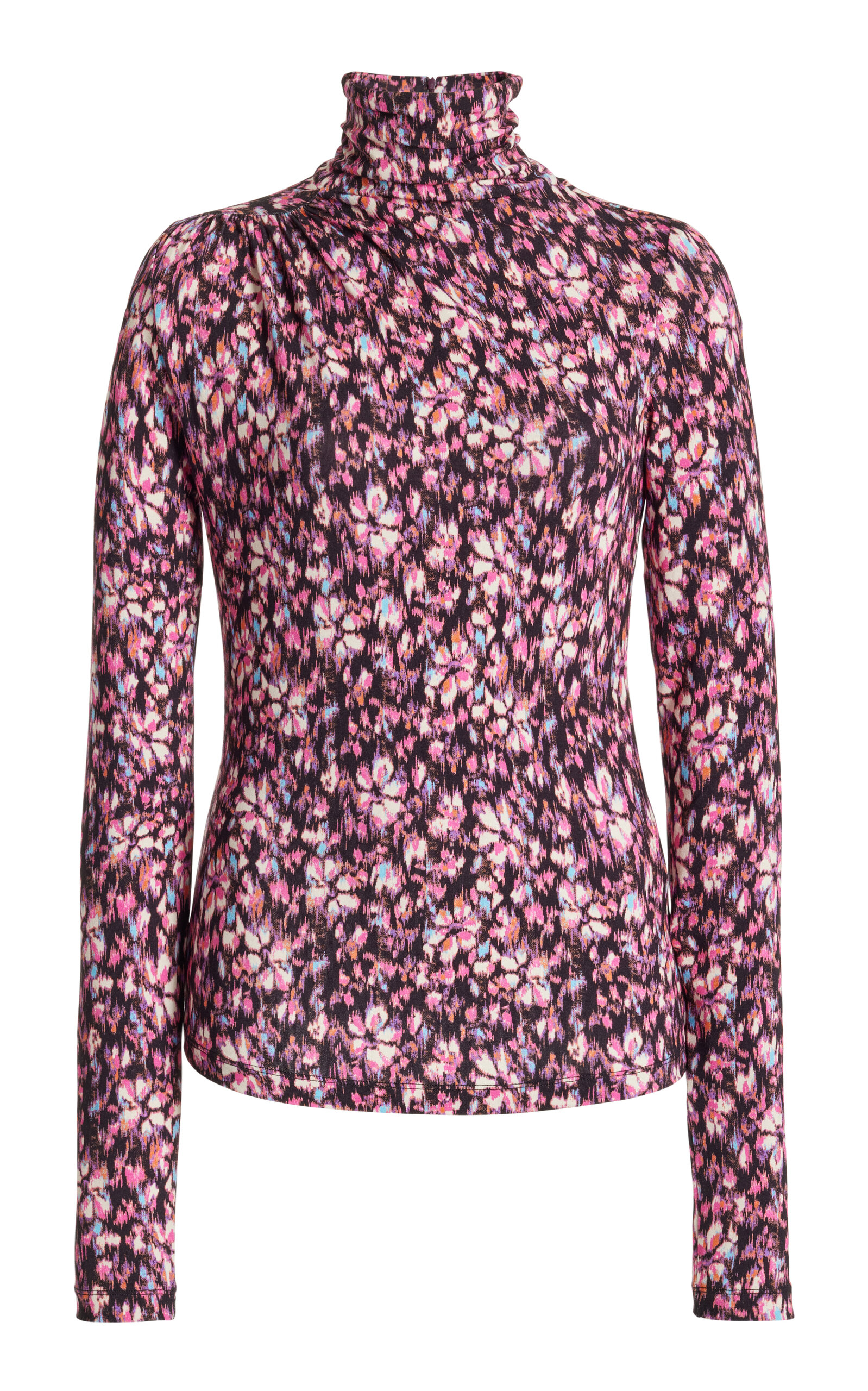 Isabel Marant Étoile Lou Ruched Long Sleeve Turtleneck Top In Pink
