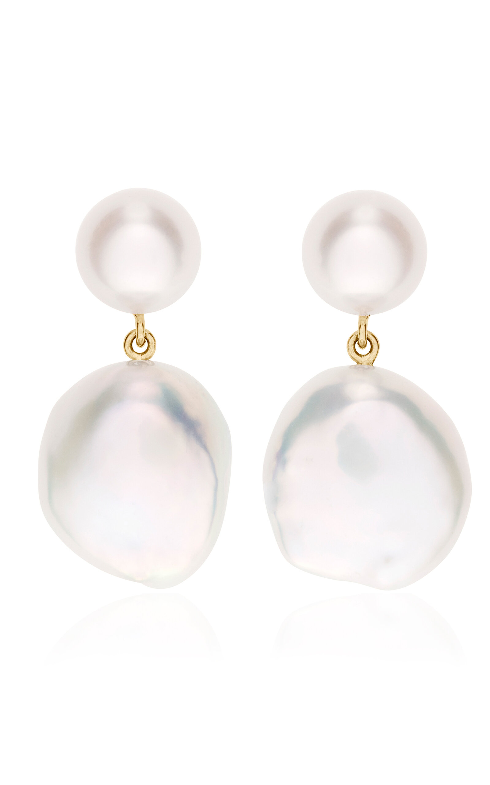 Sophie Bille Brahe Venus Blanc Earrings In 14k Recycled Yg,freshwater Pearl & Baroque