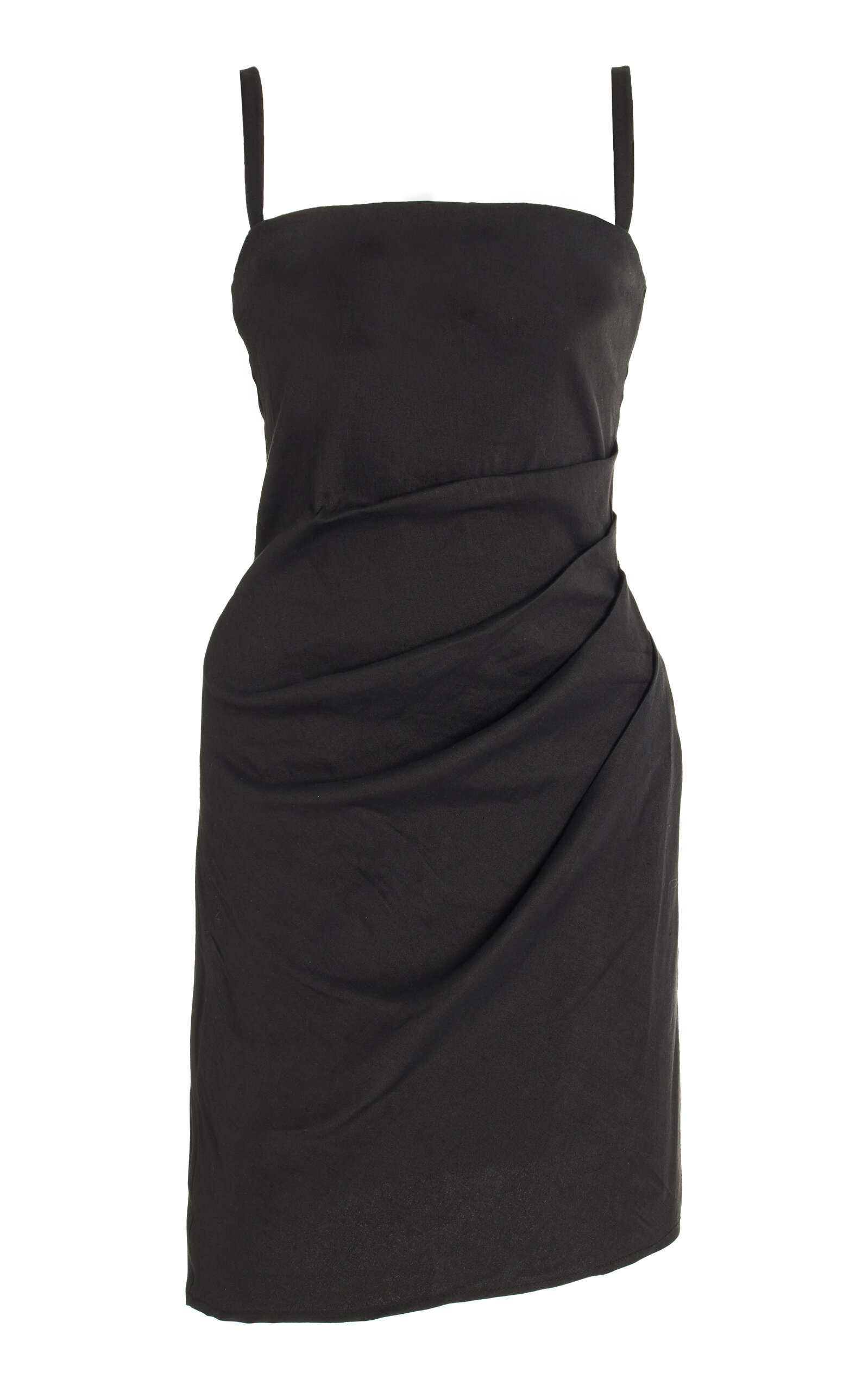 Shop Anemos The Nadege Draped Linen Mini Dress In Black