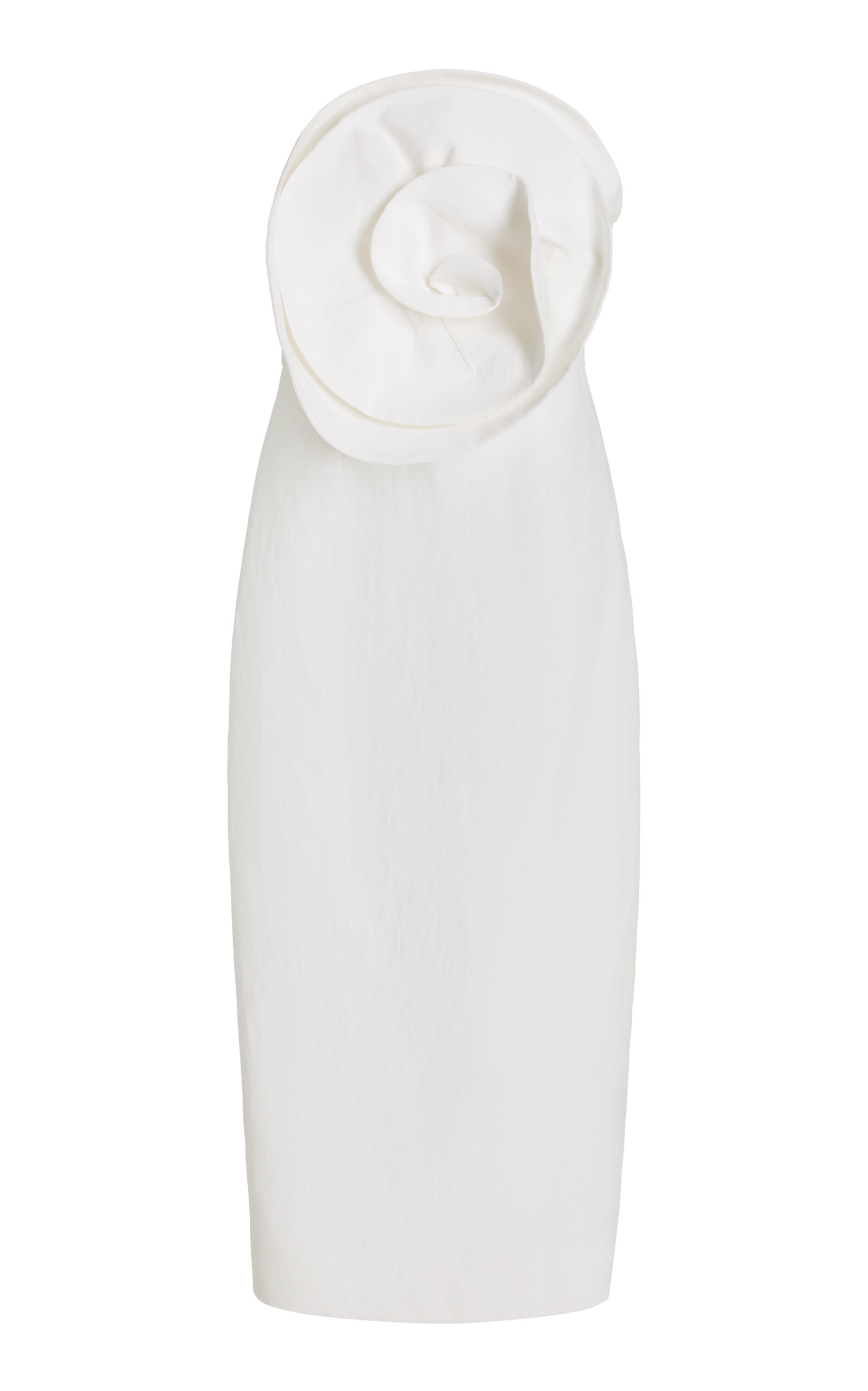Mara Hoffman Maia Strapless Embellished Tencel Lyocell And Linen-blend Midi Dress In White
