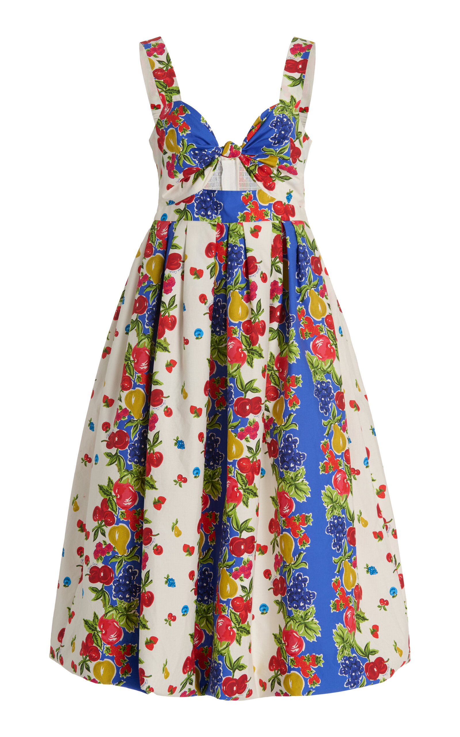 Cara Cara Laurel Floral Cotton Knotted Cutout Midi Dress In Multi