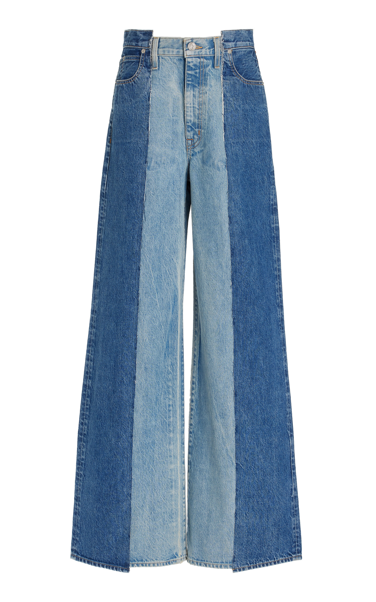 Shop Slvrlake Eva Paneled High-rise Wide-leg Jeans In Medium Wash