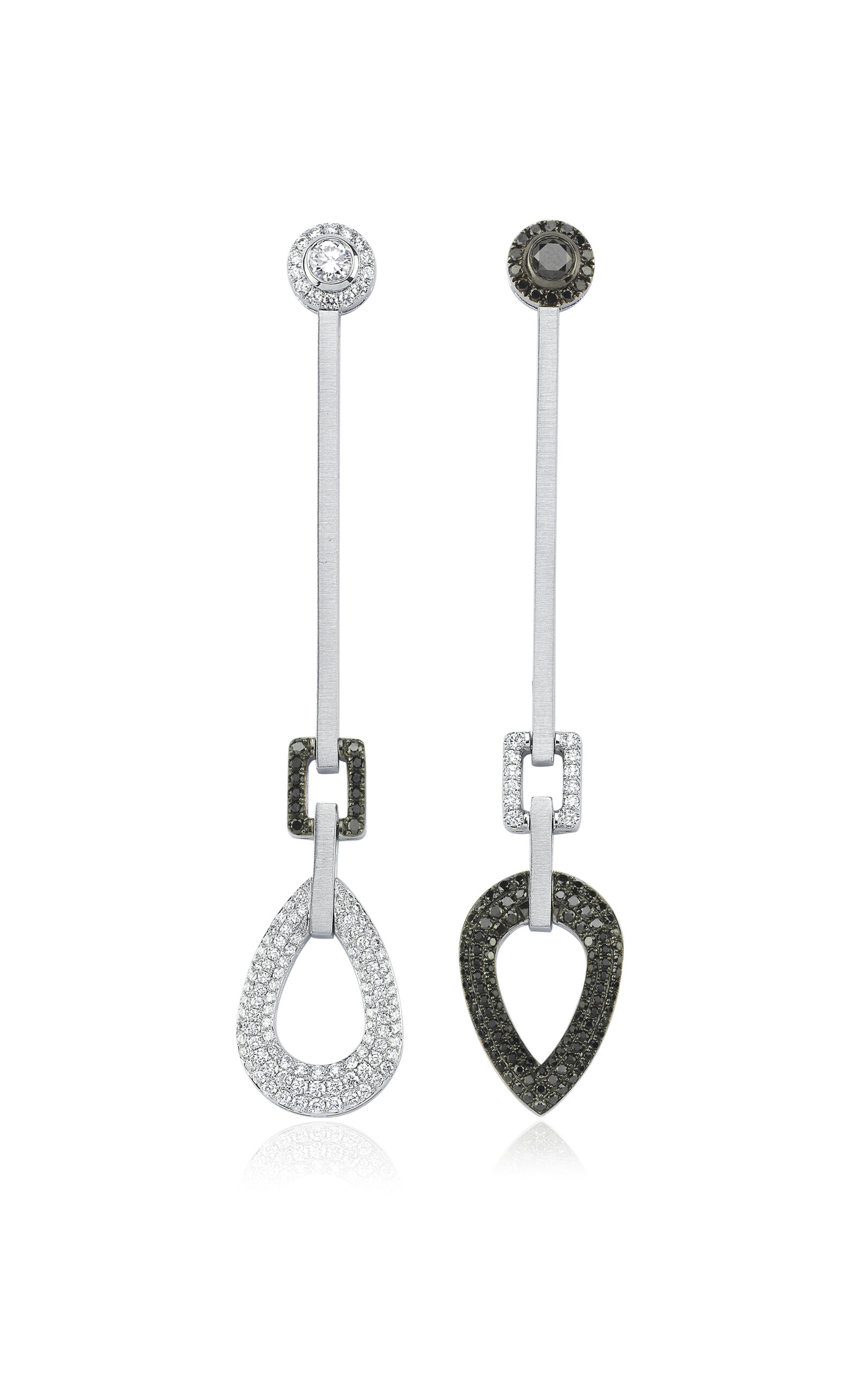 DANIELLE MARKS 18K WHITE GOLD BLACK & WHITE DIAMOND AKIN DROP EARRINGS