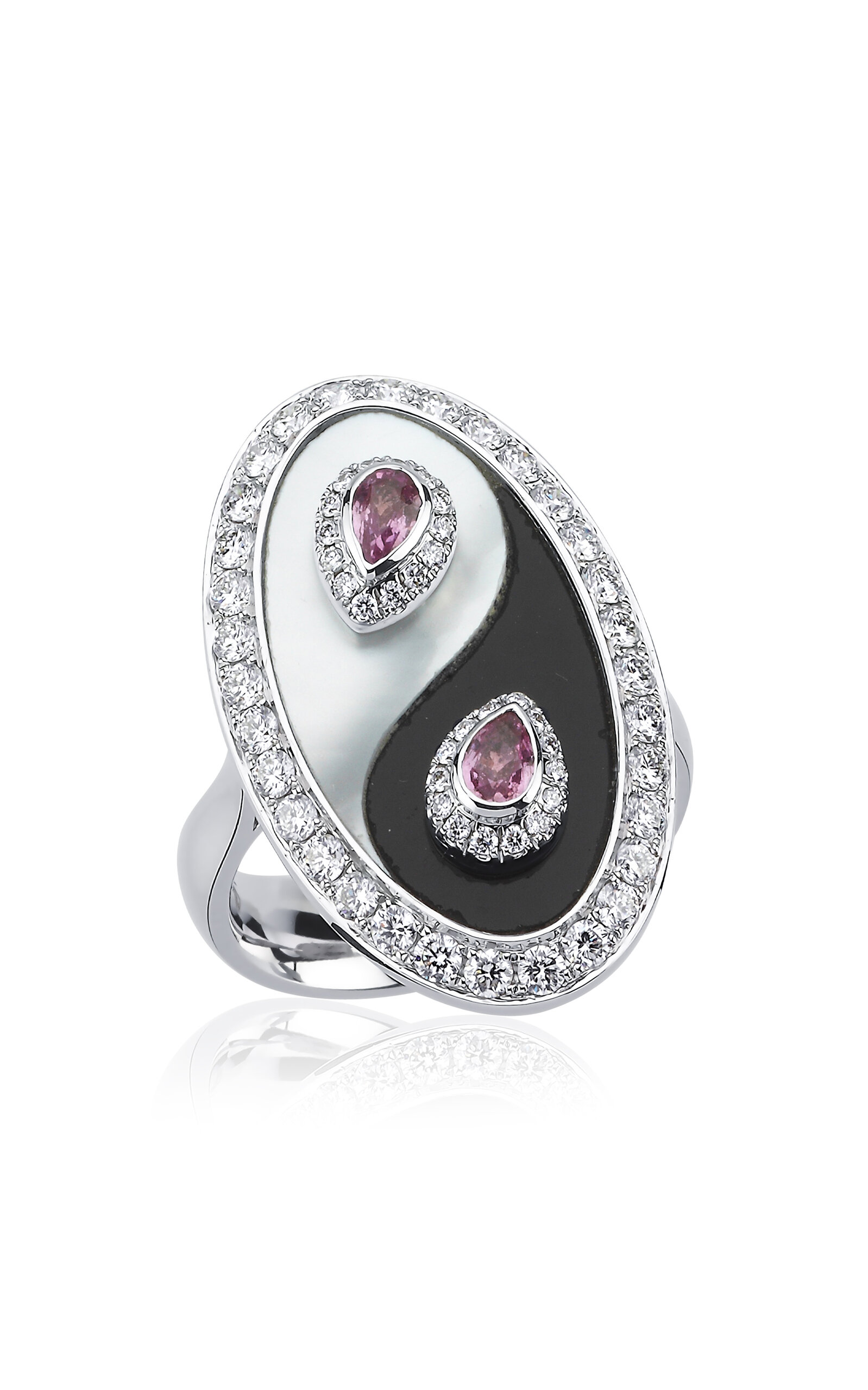 Danielle Marks Women's 18K White Gold Multi-Stone Yin & Yang Ring