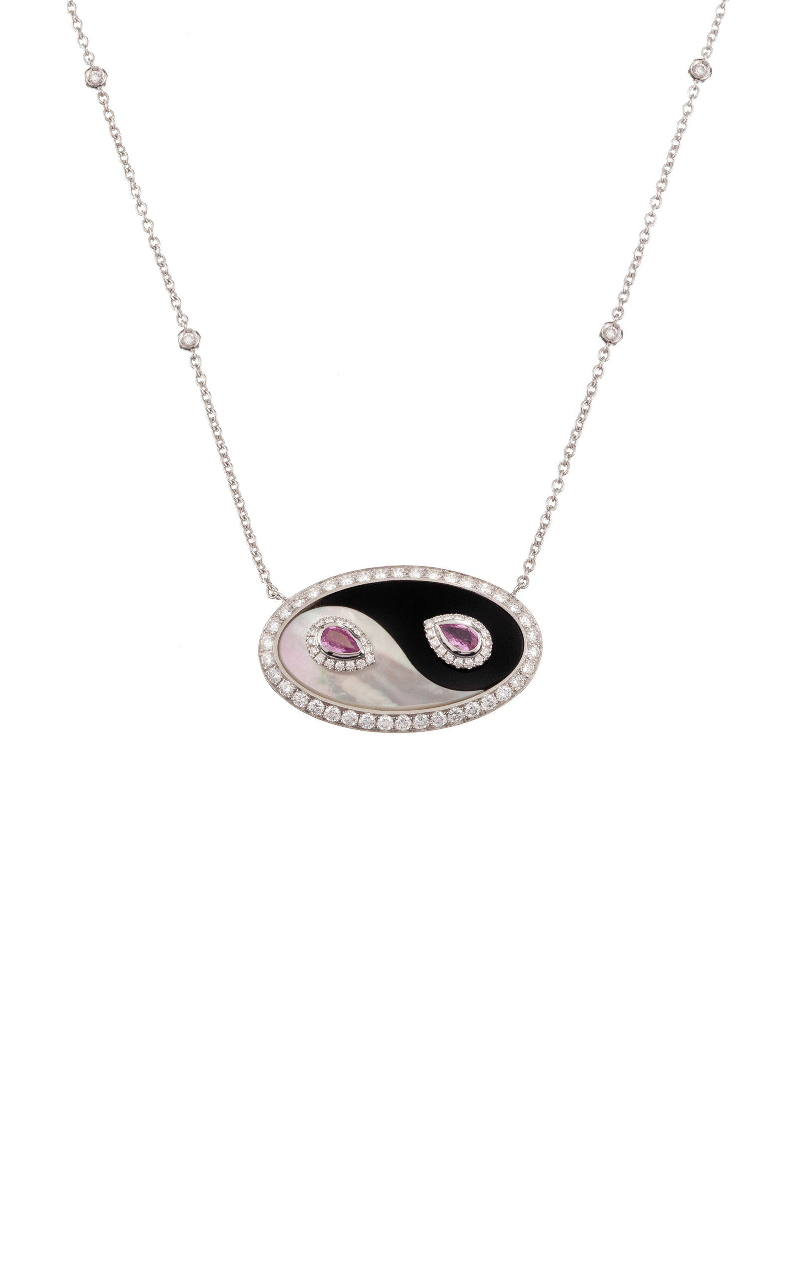 DANIELLE MARKS 18K WHITE GOLD MULTI-STONE YIN & YANG NECKLACE