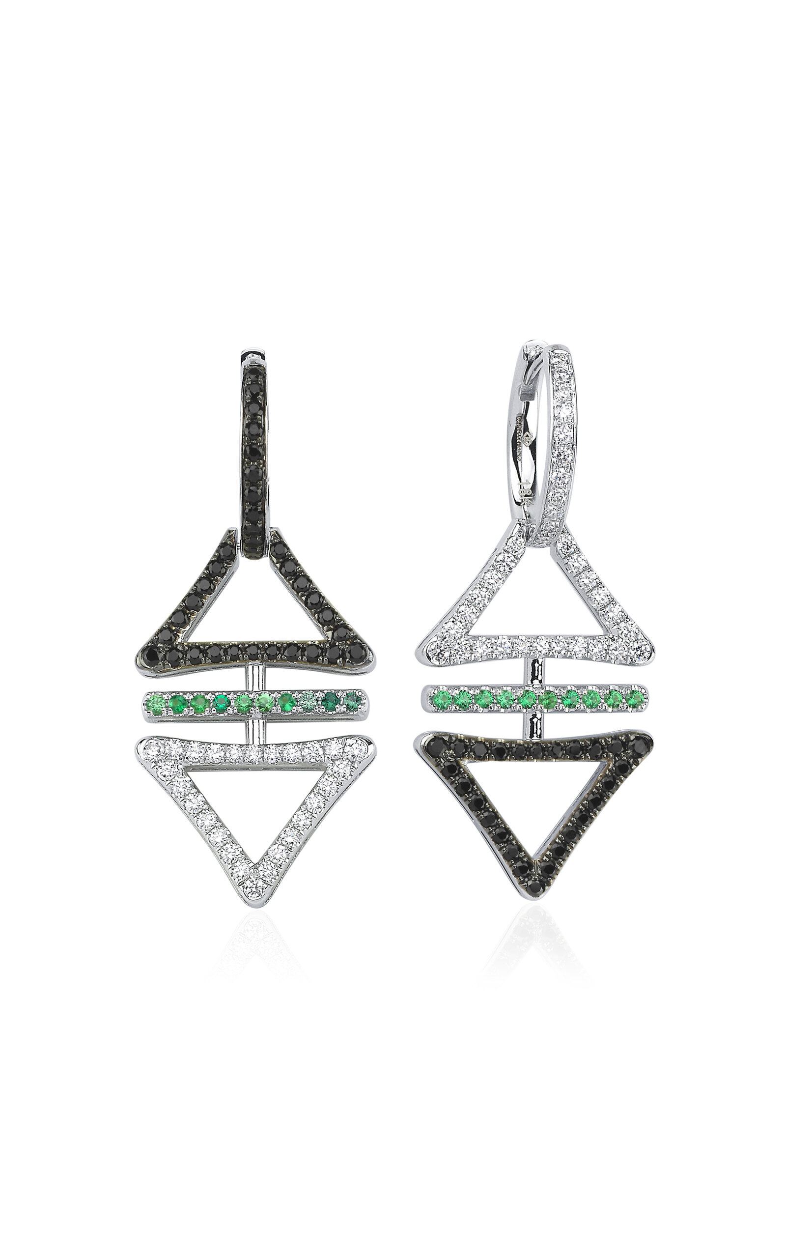 Danielle Marks Women's 18K White Gold Black & White Diamond And Tsavorite Reflection Earrings