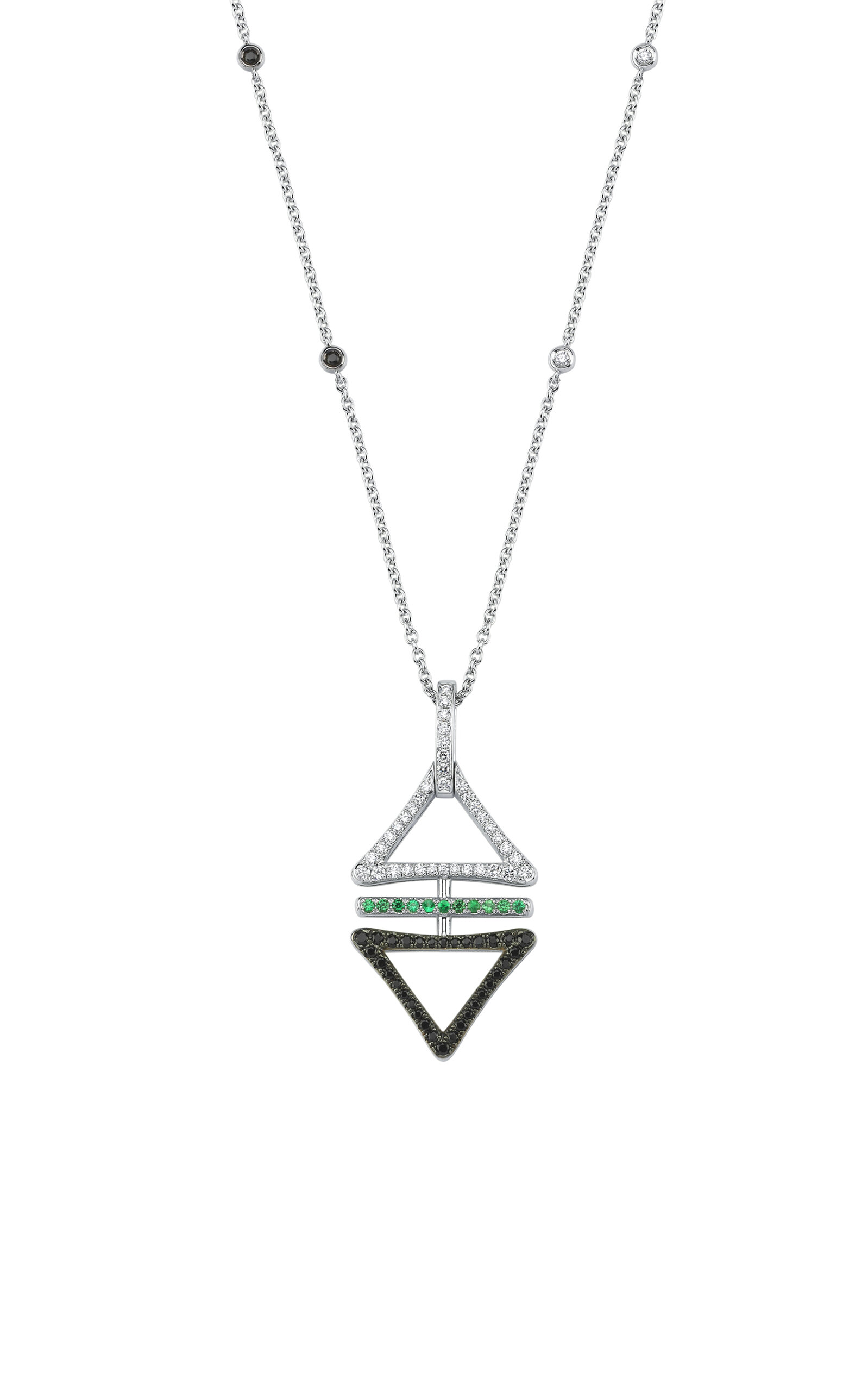 Danielle Marks Women's 18K White Gold Black & White Diamond And Tsavorite Large Reflection Necklace