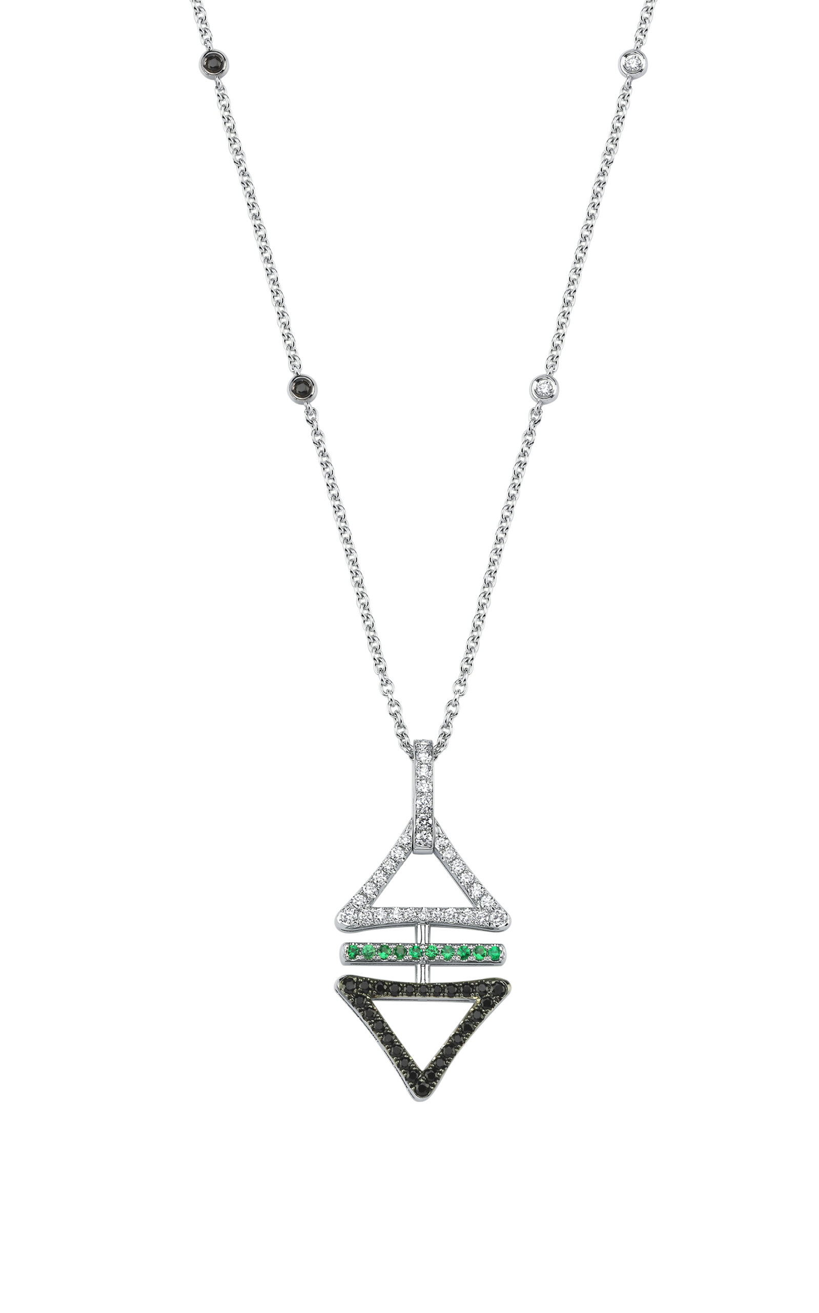 Danielle Marks Women's 18K White Gold Black & White Diamond And Tsavorite Reflection Necklace