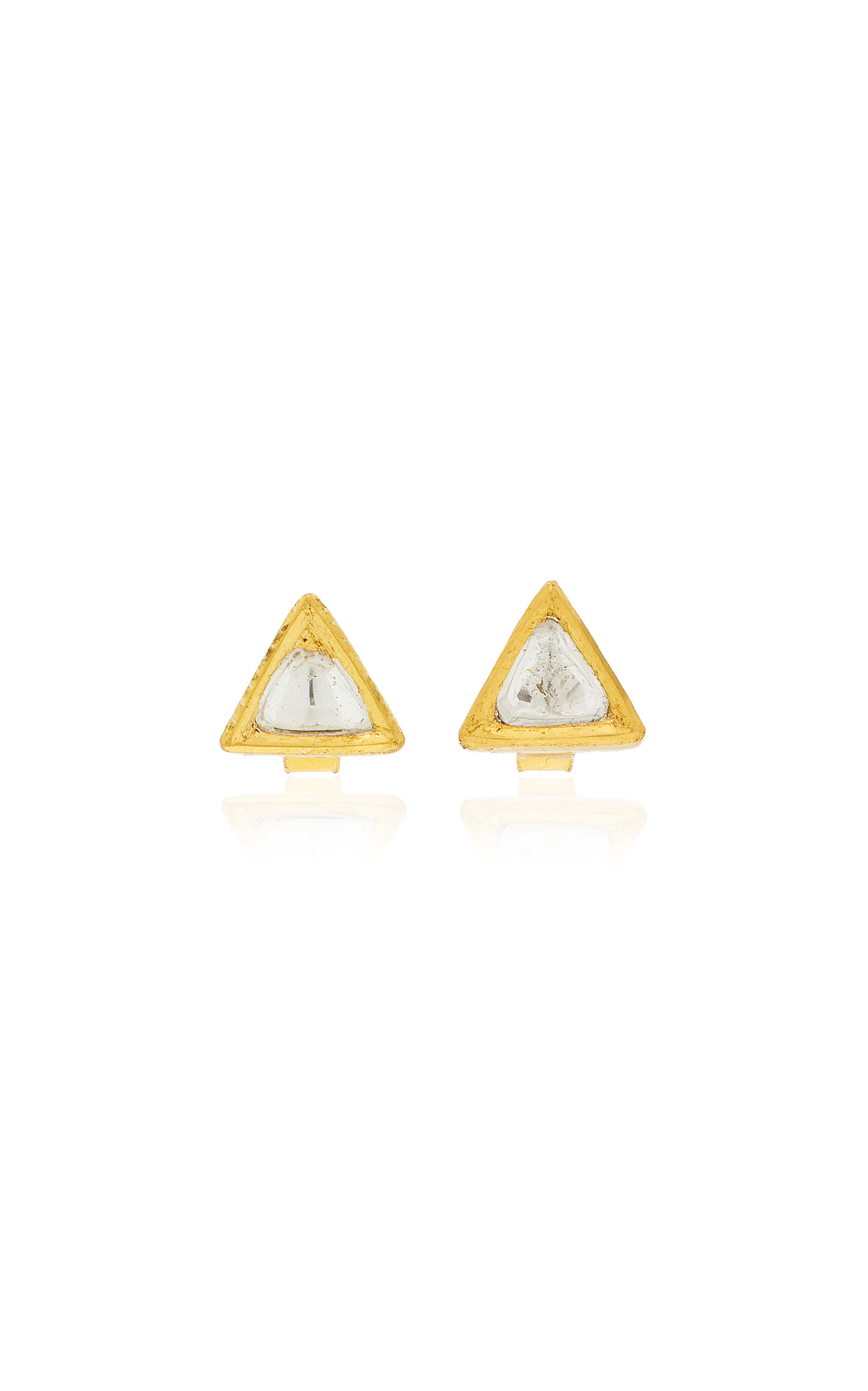 18K Yellow Gold Kundan Diamond Stud Earrings