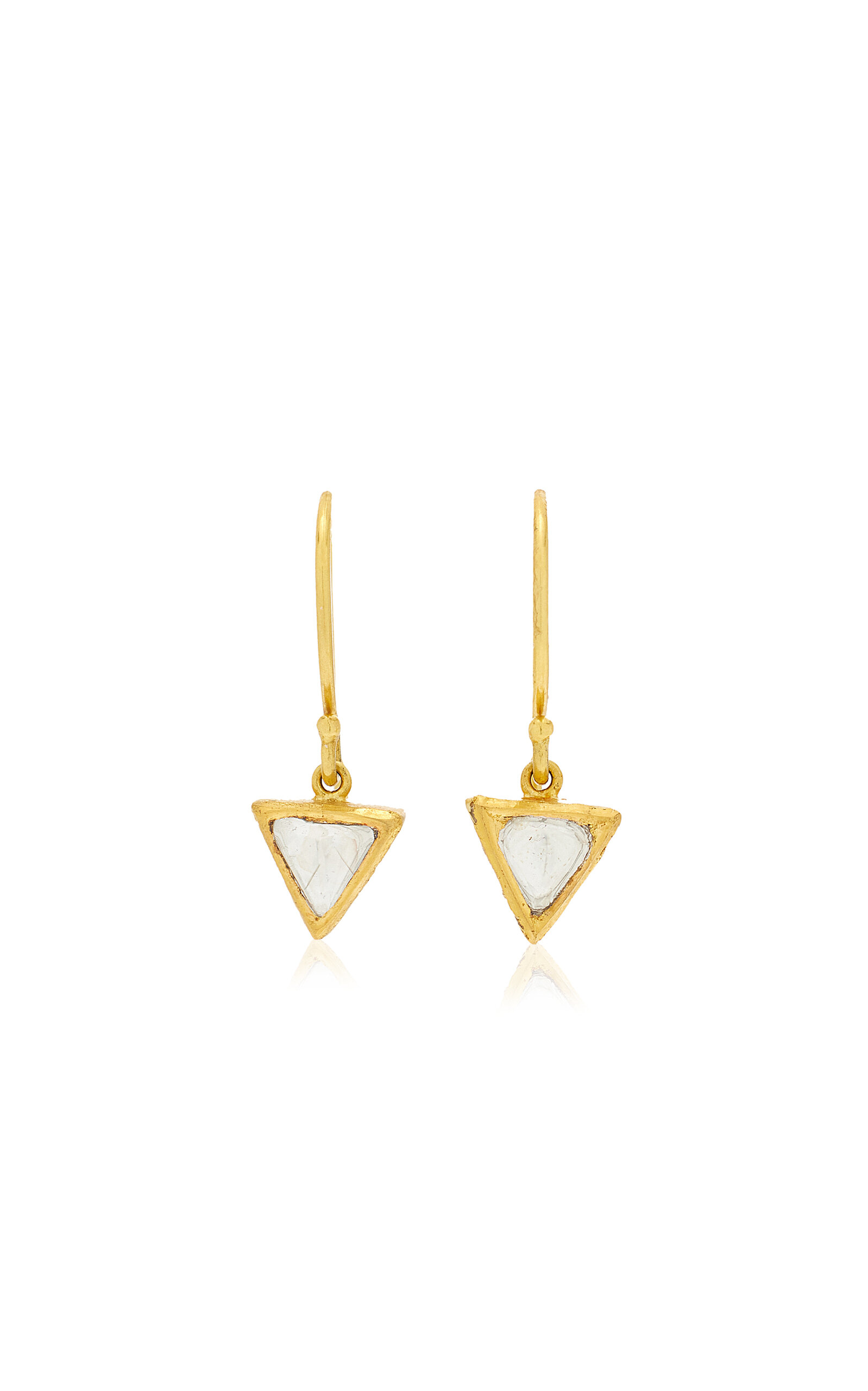 Amrapali 18k Yellow Gold Kundan Diamond Triangle Drop Earrings