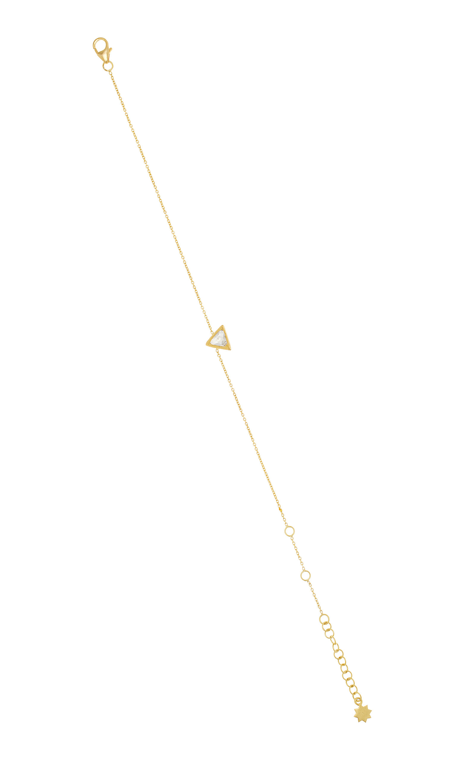 Amrapali 18k Yellow Gold And Kundan Diamond Triangle Chain Bracelet In Gold